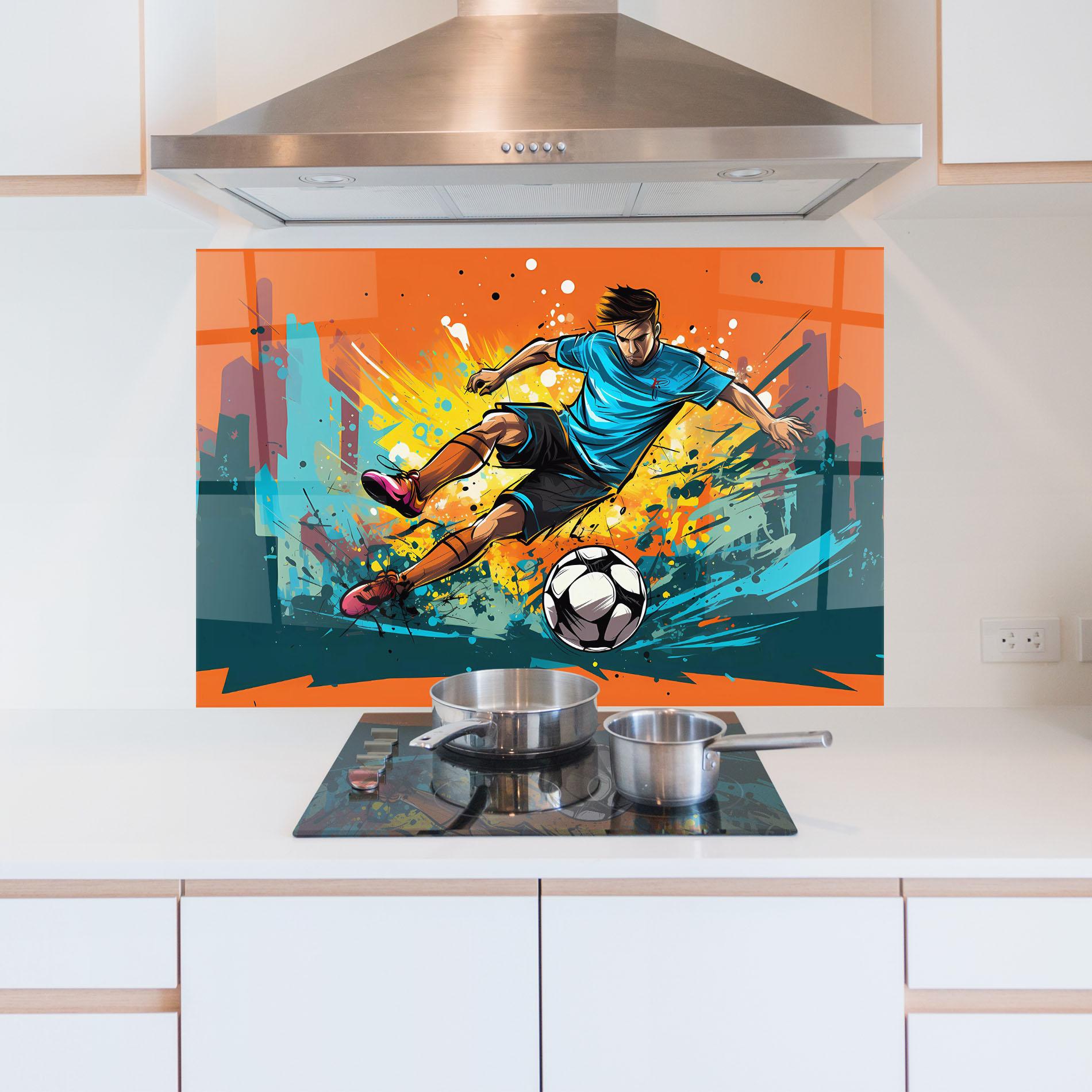 Panou Sticla Bucatarie Blue Tshirt Football mockup 5