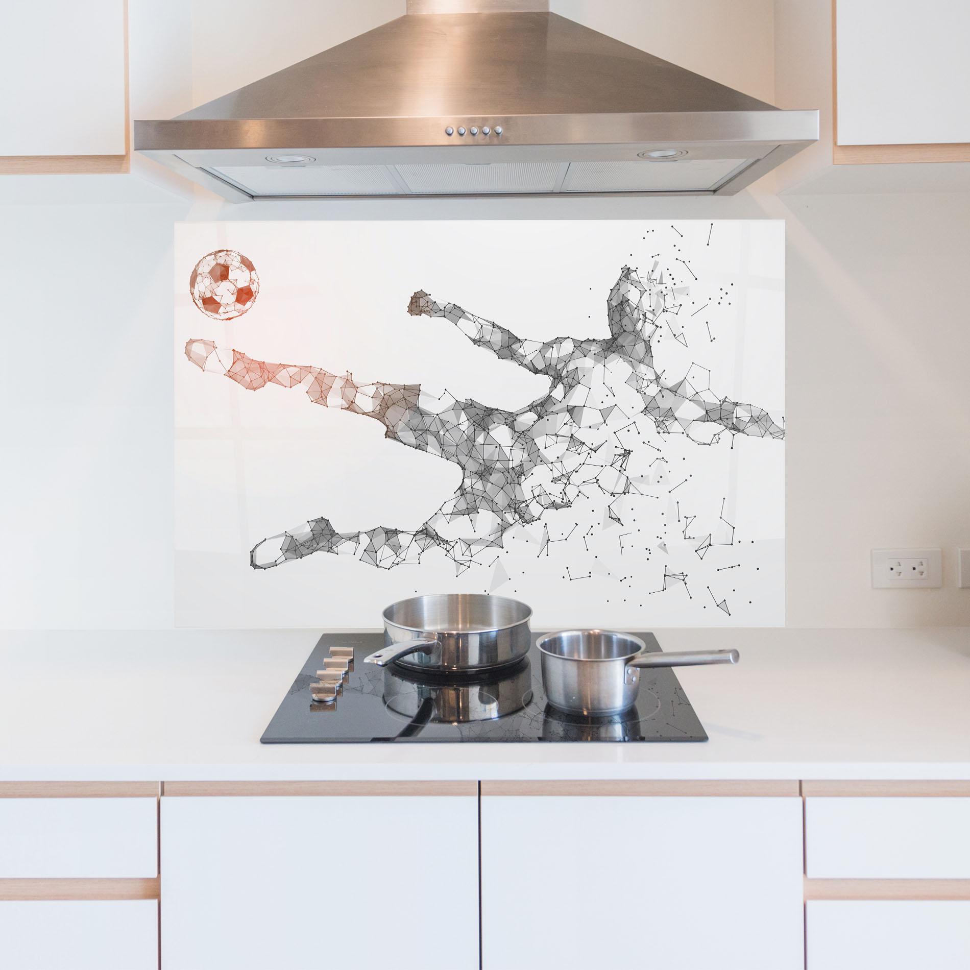 Panou Sticla Bucatarie Football Orange Ball mockup 5