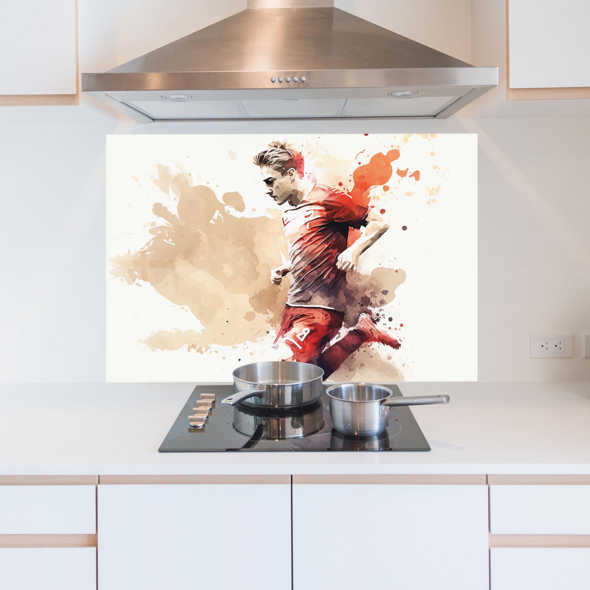 Panou Sticla Bucatarie Football Red Cream mockup 5