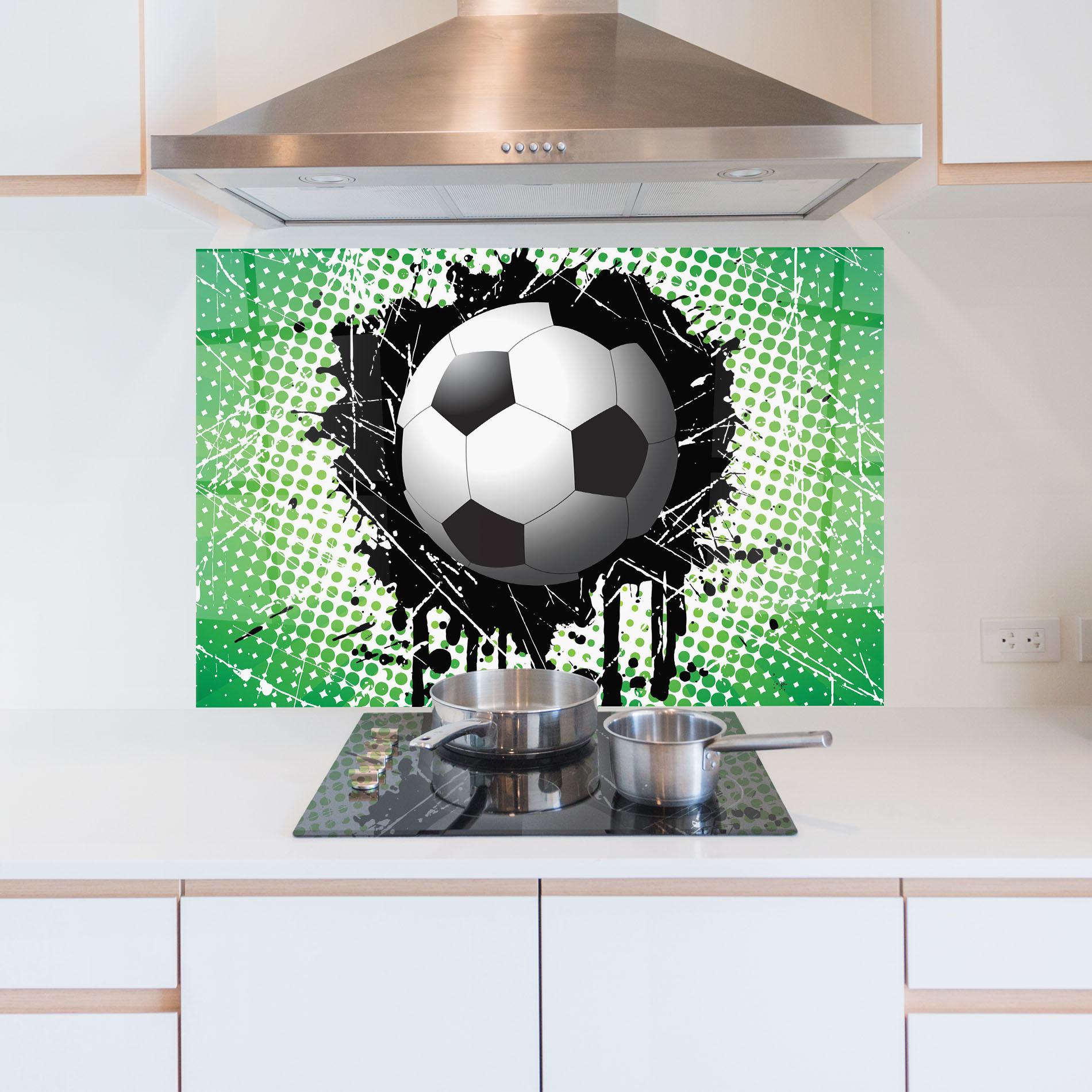 Panou Sticla Bucatarie Green Black Football mockup 5