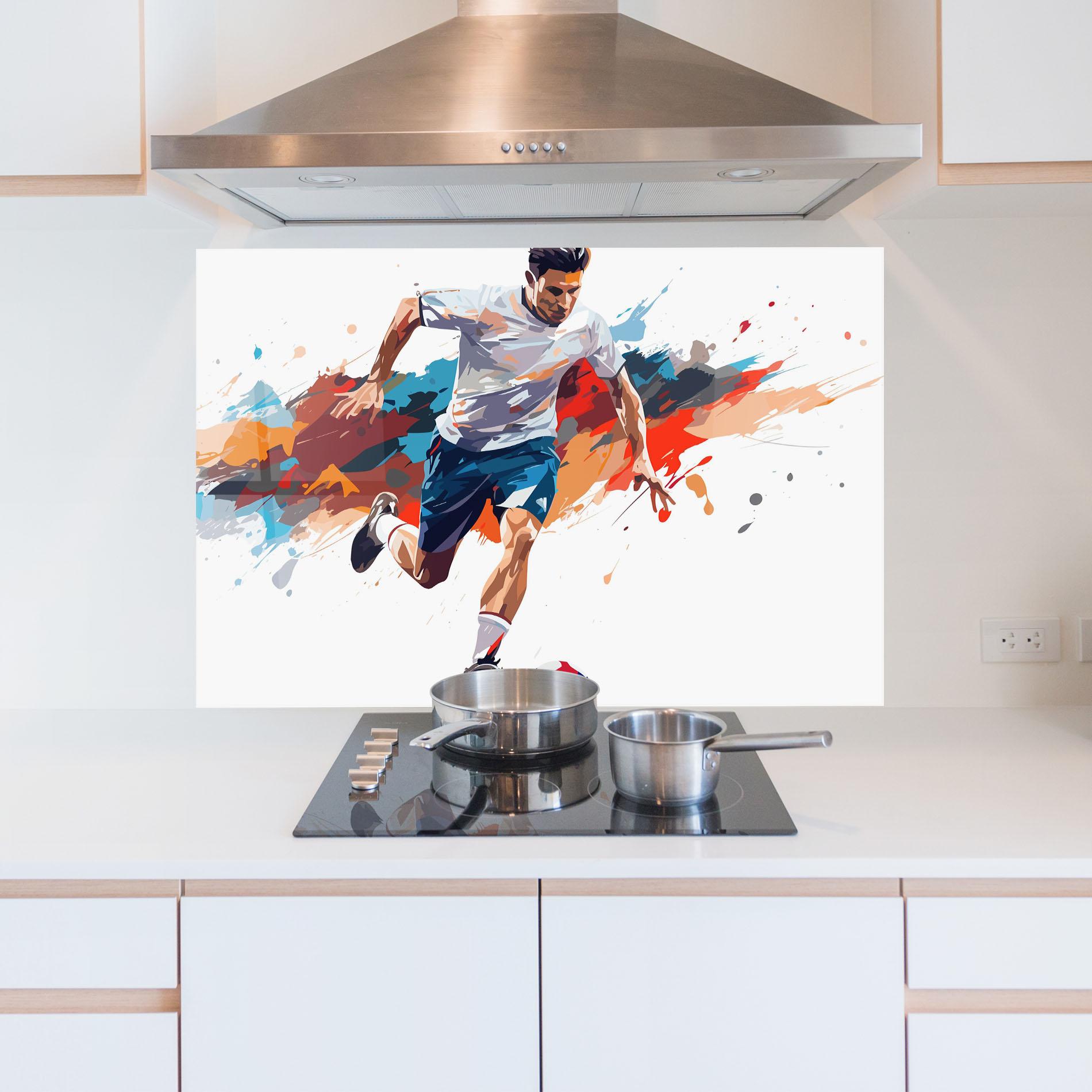 Panou Sticla Bucatarie Grey Blue Football mockup 5