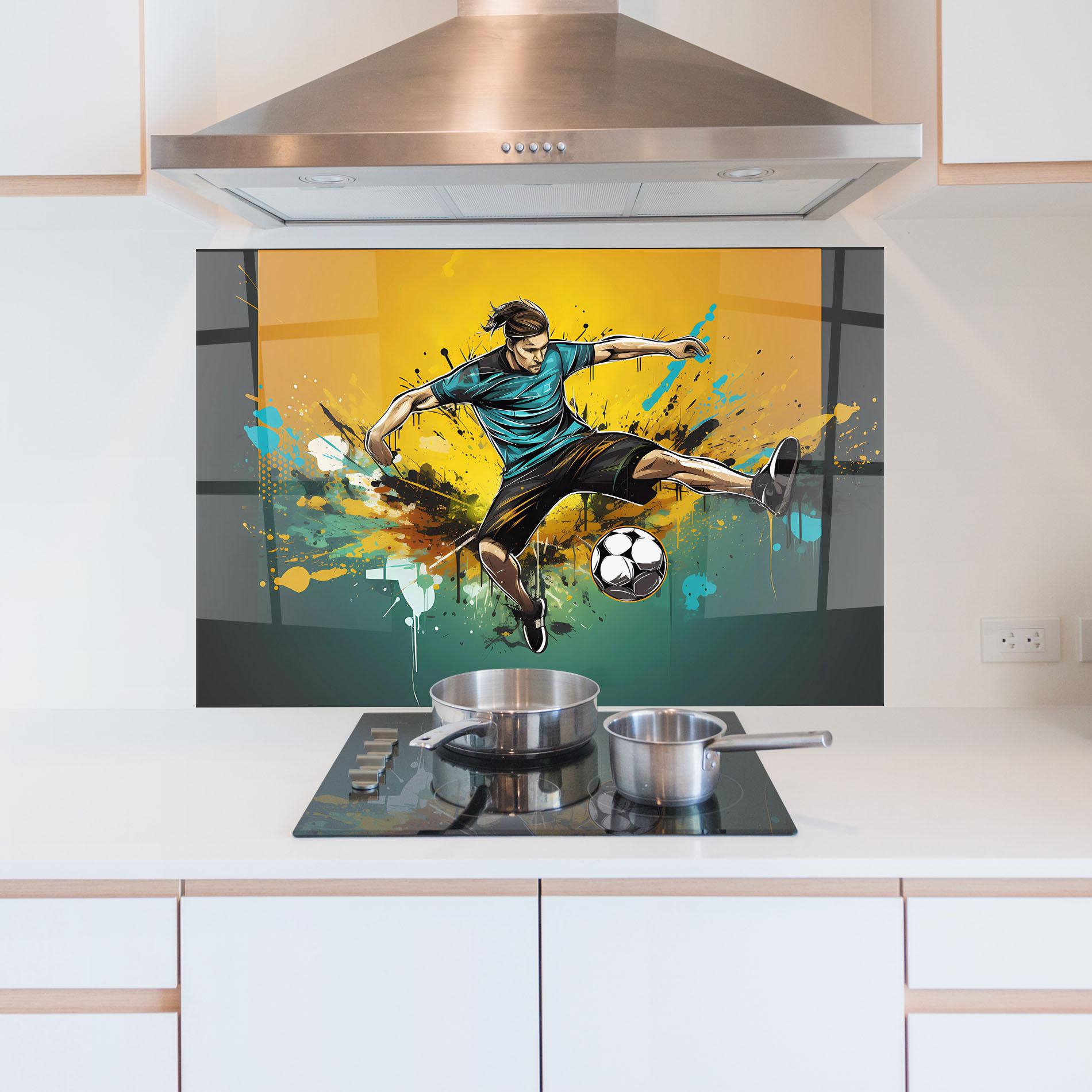 Panou Sticla Bucatarie Player Kicks Ball mockup 5