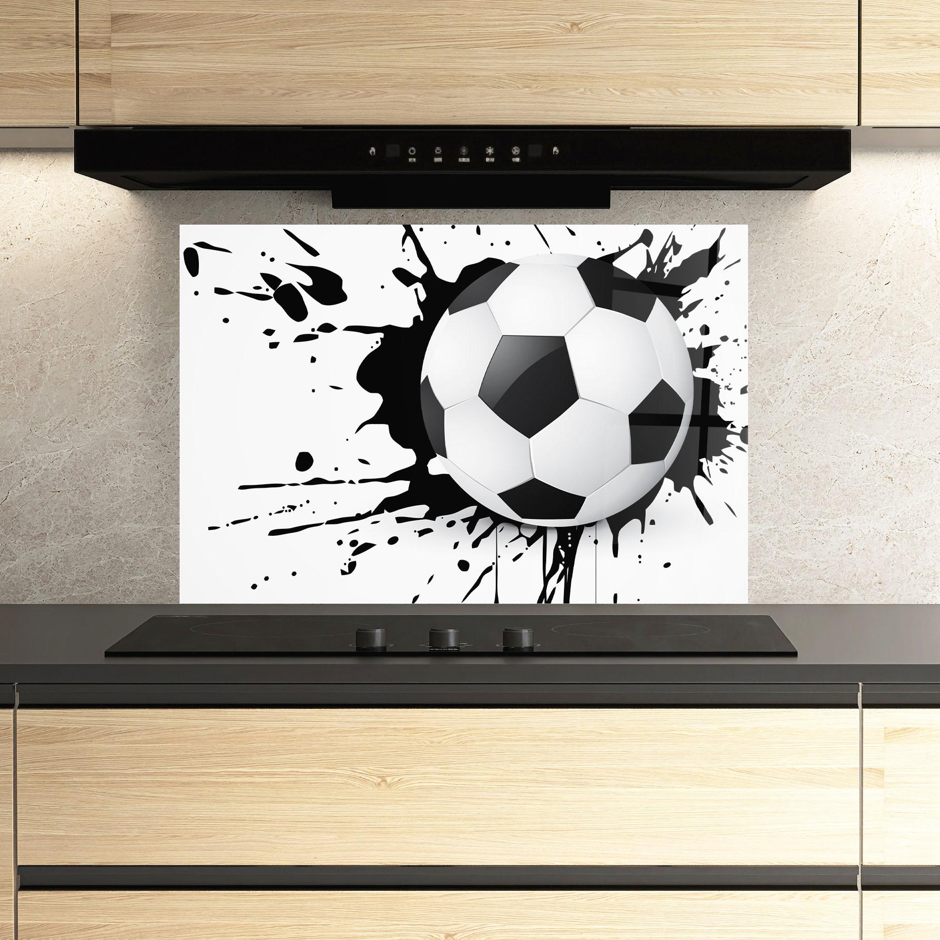 Panou Sticla Bucatarie Black Paint Football mockup 3