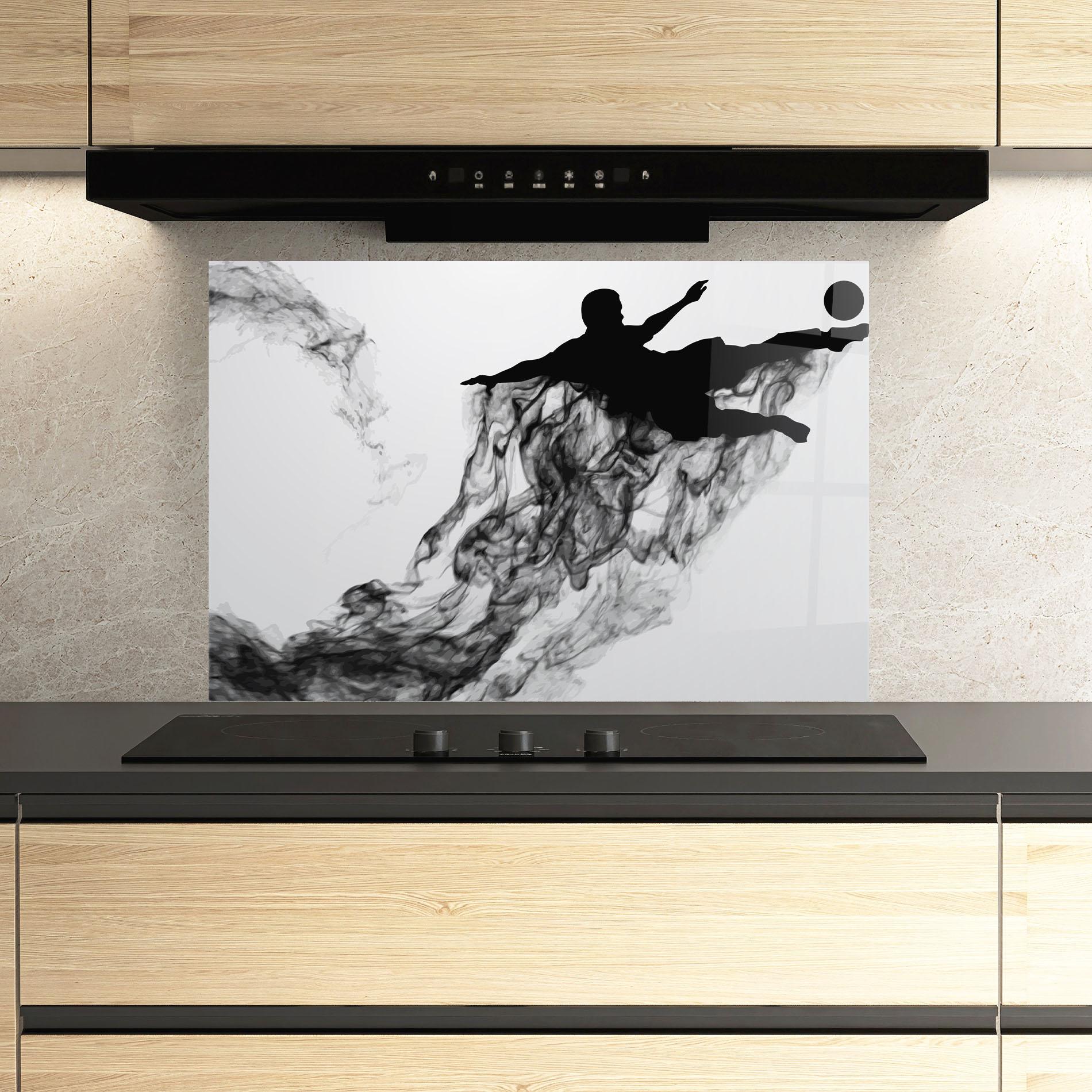 Panou Sticla Bucatarie Black Smoke Football mockup 3