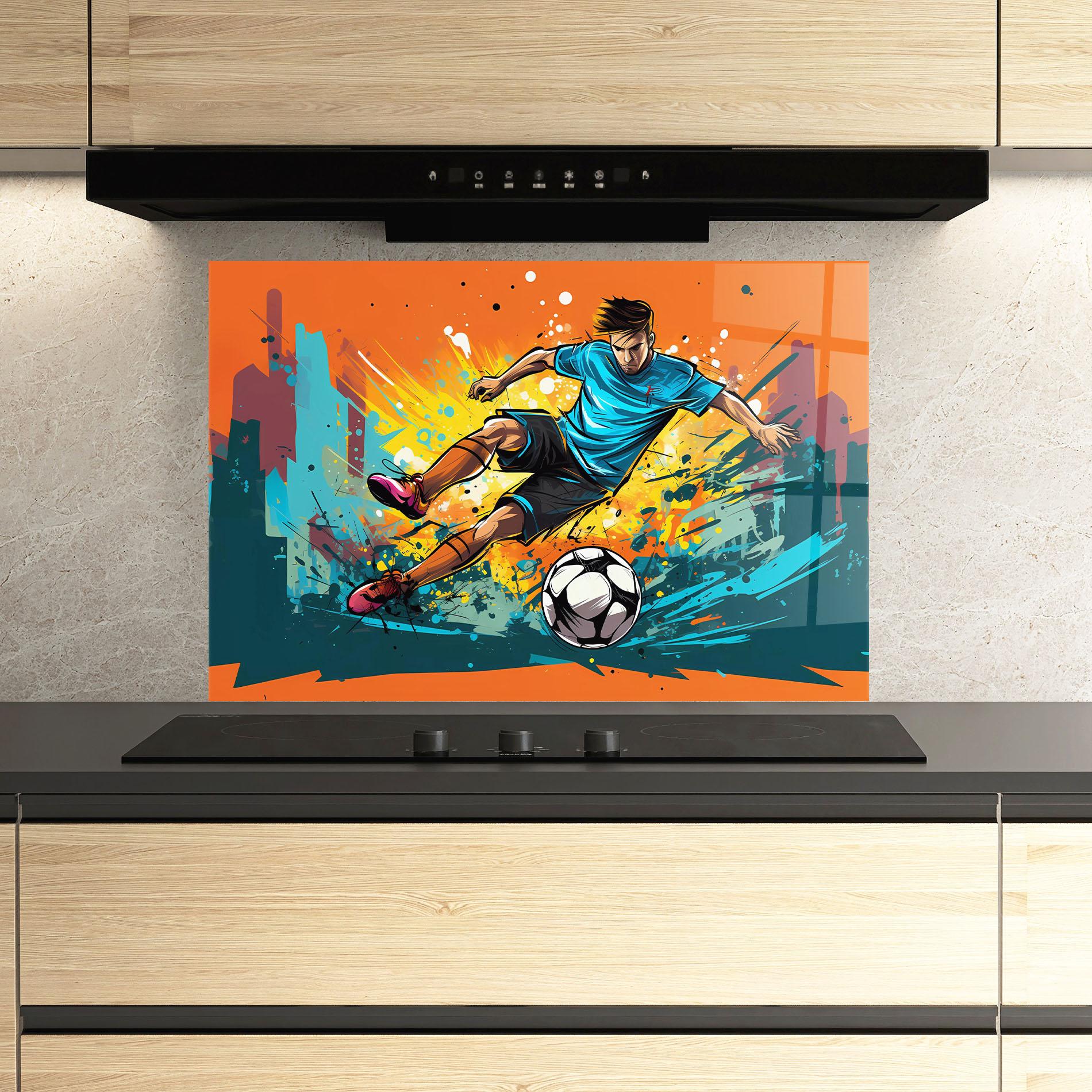 Panou Sticla Bucatarie Blue Tshirt Football mockup 3