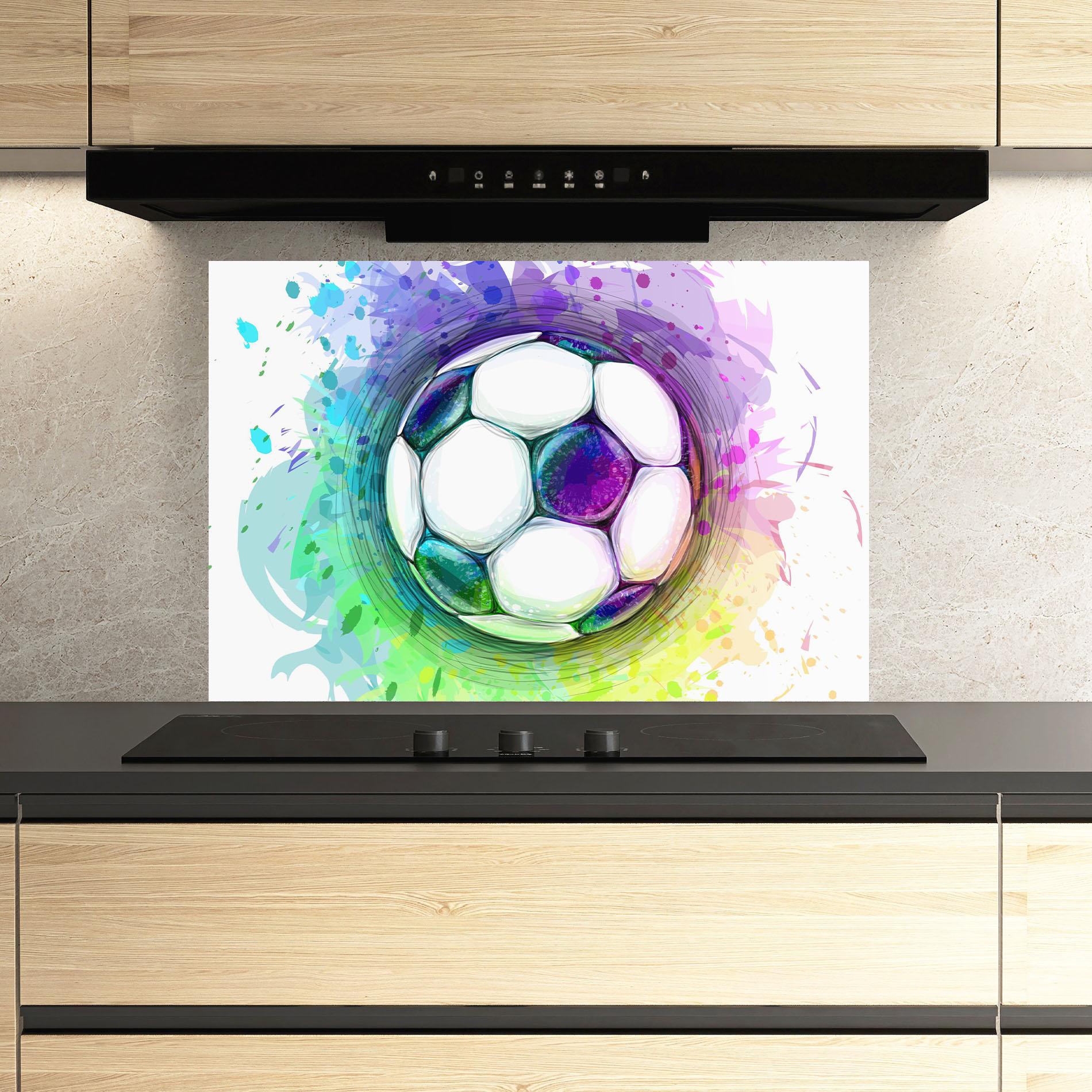 Panou Sticla Bucatarie Colorful Football mockup 3
