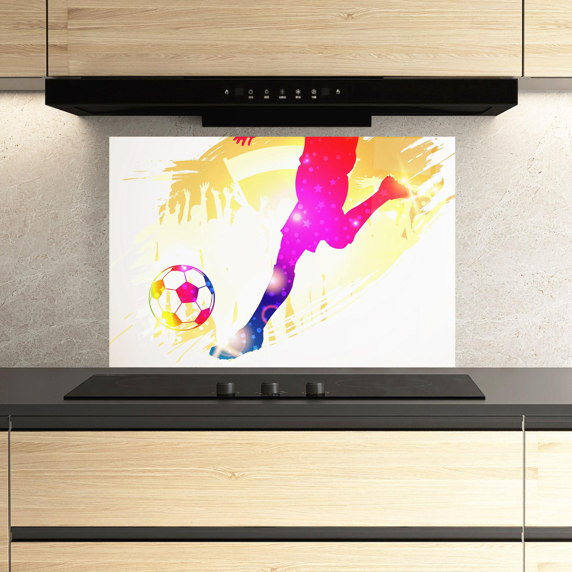 Panou Sticla Bucatarie Football Gold Art mockup 3