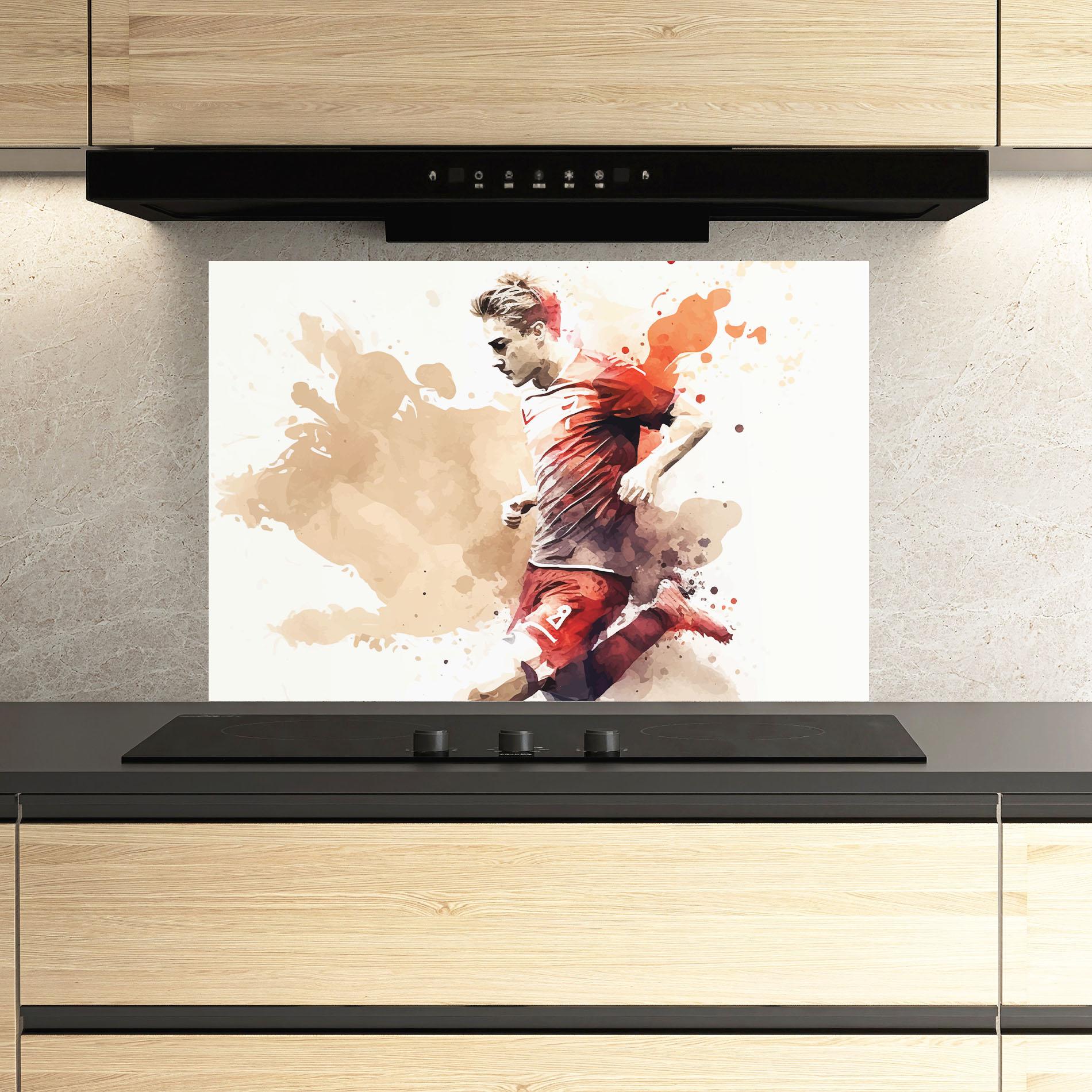 Panou Sticla Bucatarie Football Red Cream mockup 3