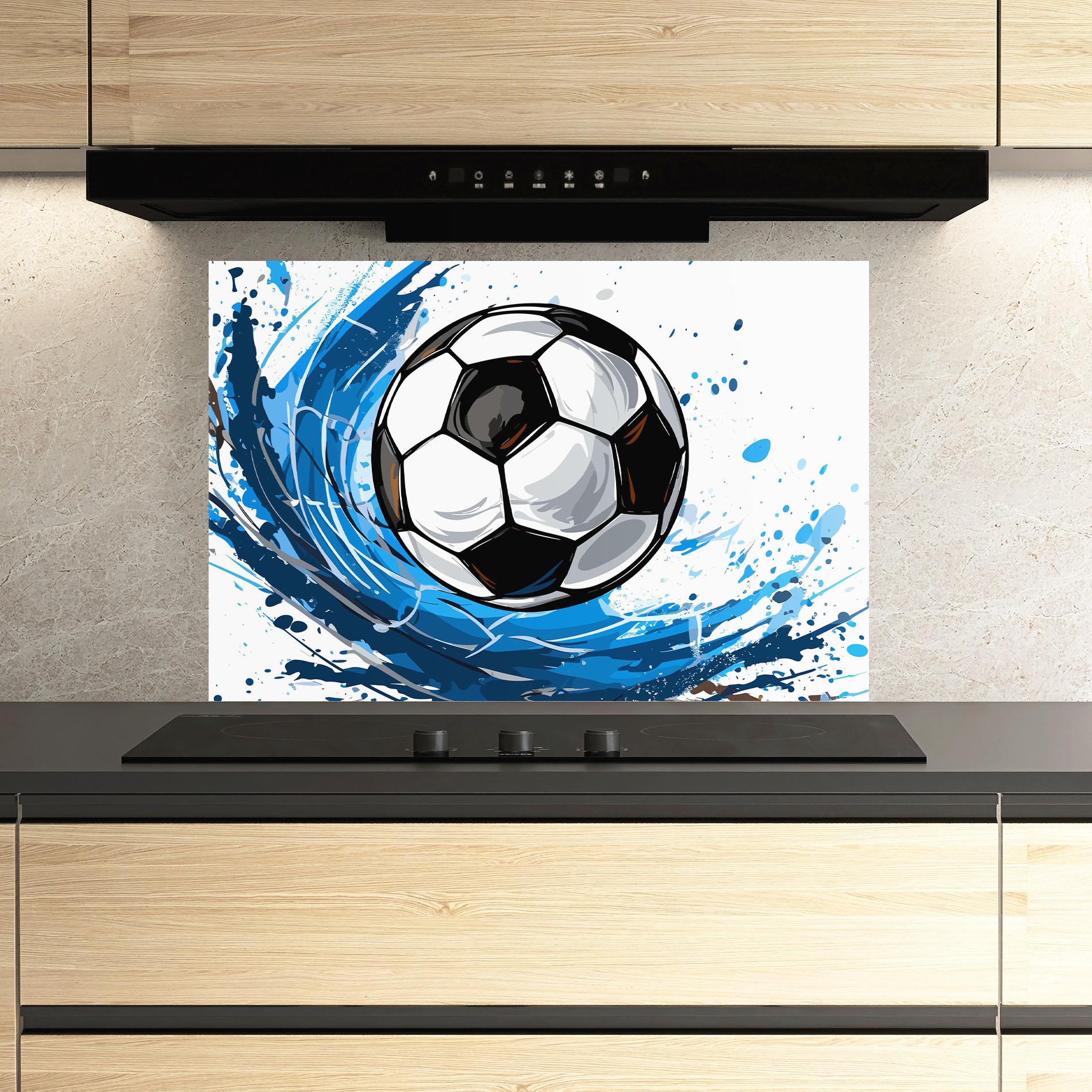 Panou Sticla Bucatarie Football Wave mockup 3