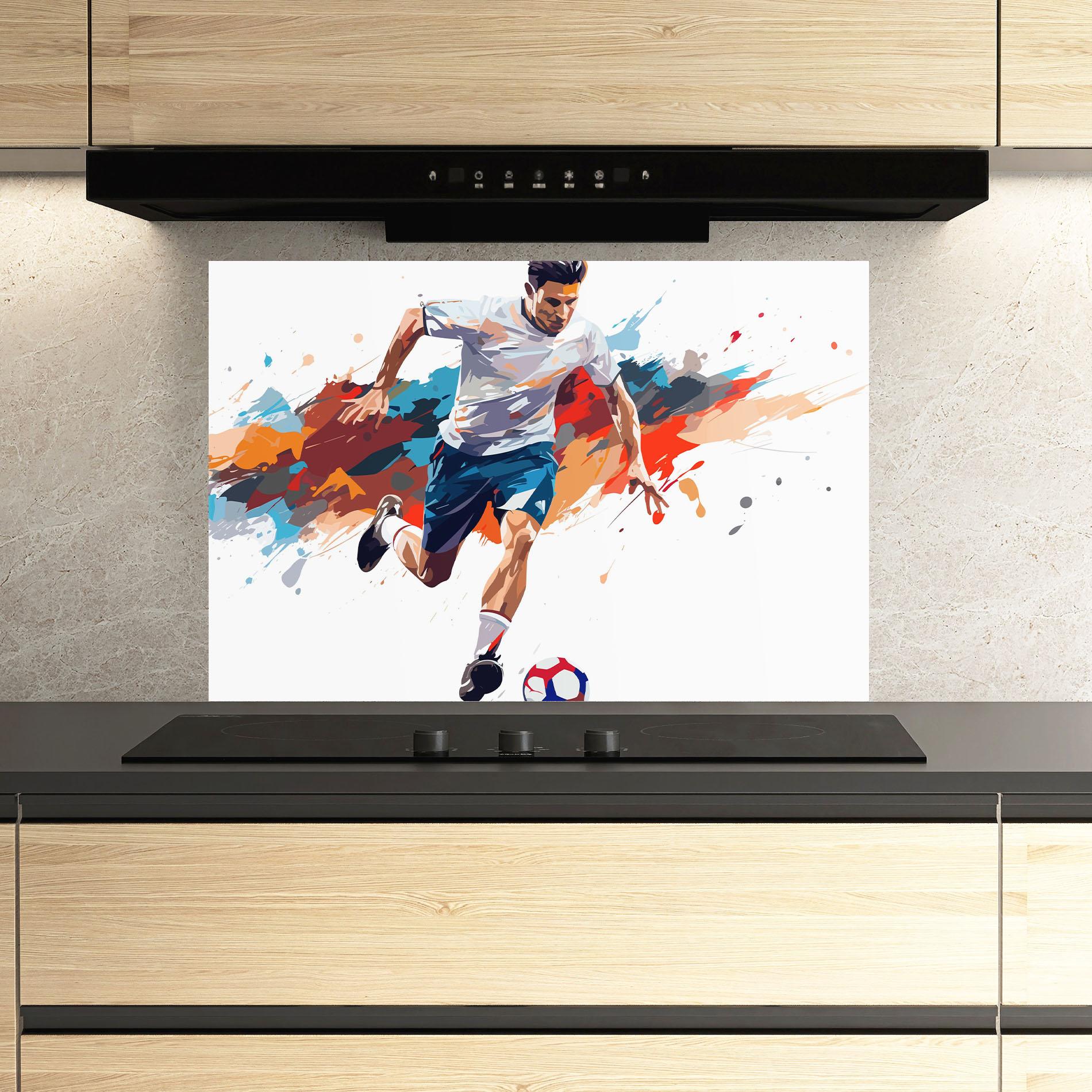 Panou Sticla Bucatarie Grey Blue Football mockup 3