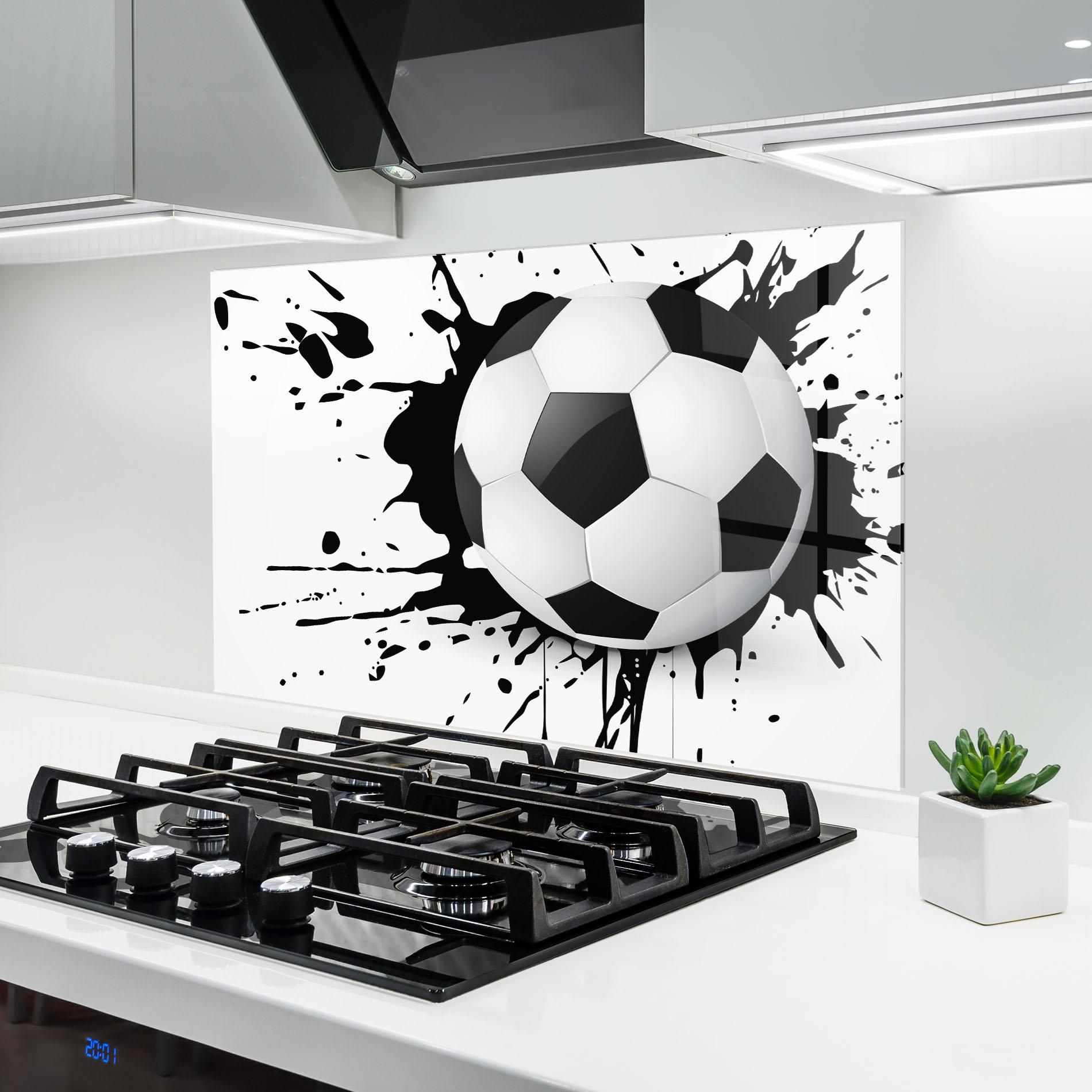 Panou Sticla Bucatarie Black Paint Football mockup 6