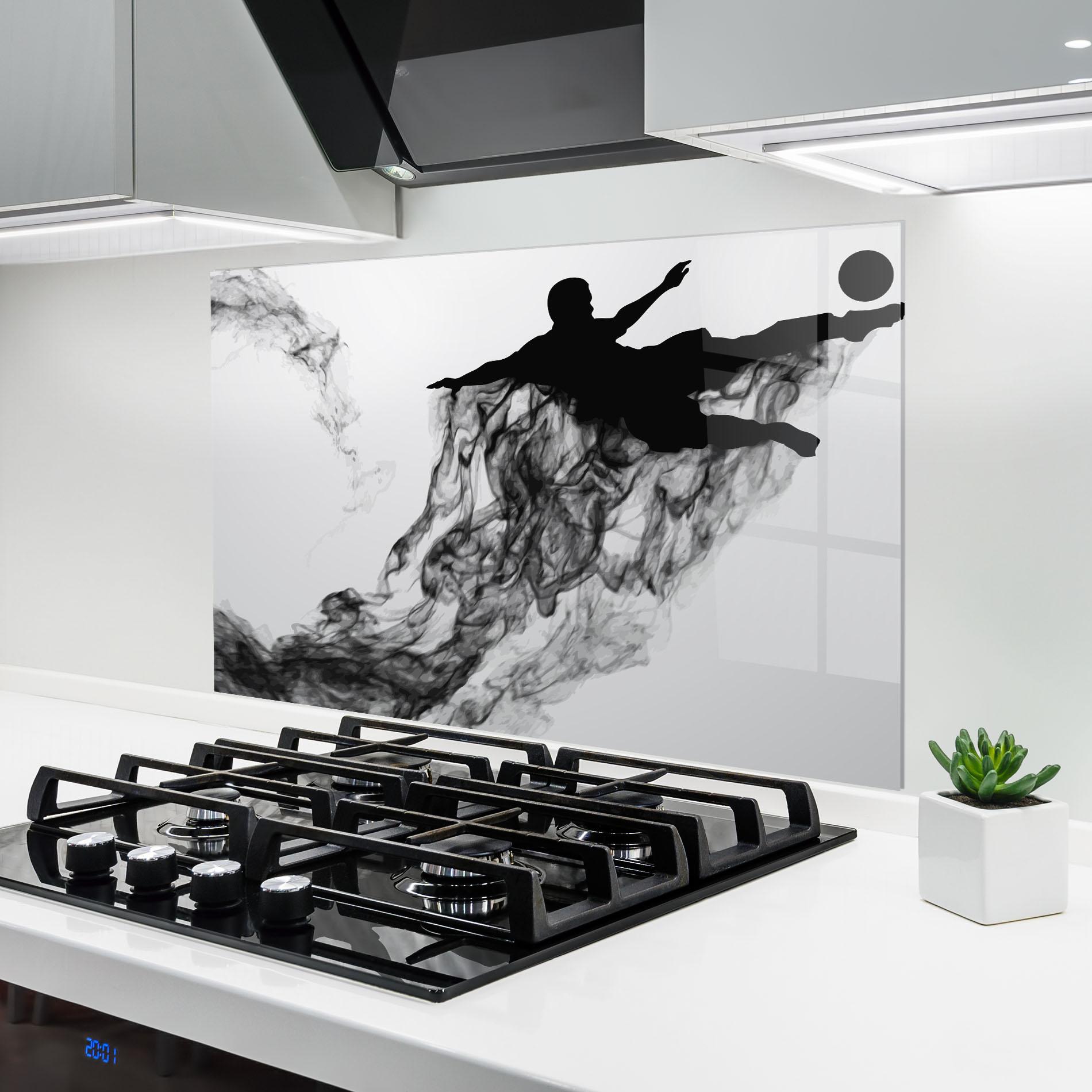 Panou Sticla Bucatarie Black Smoke Football mockup 6