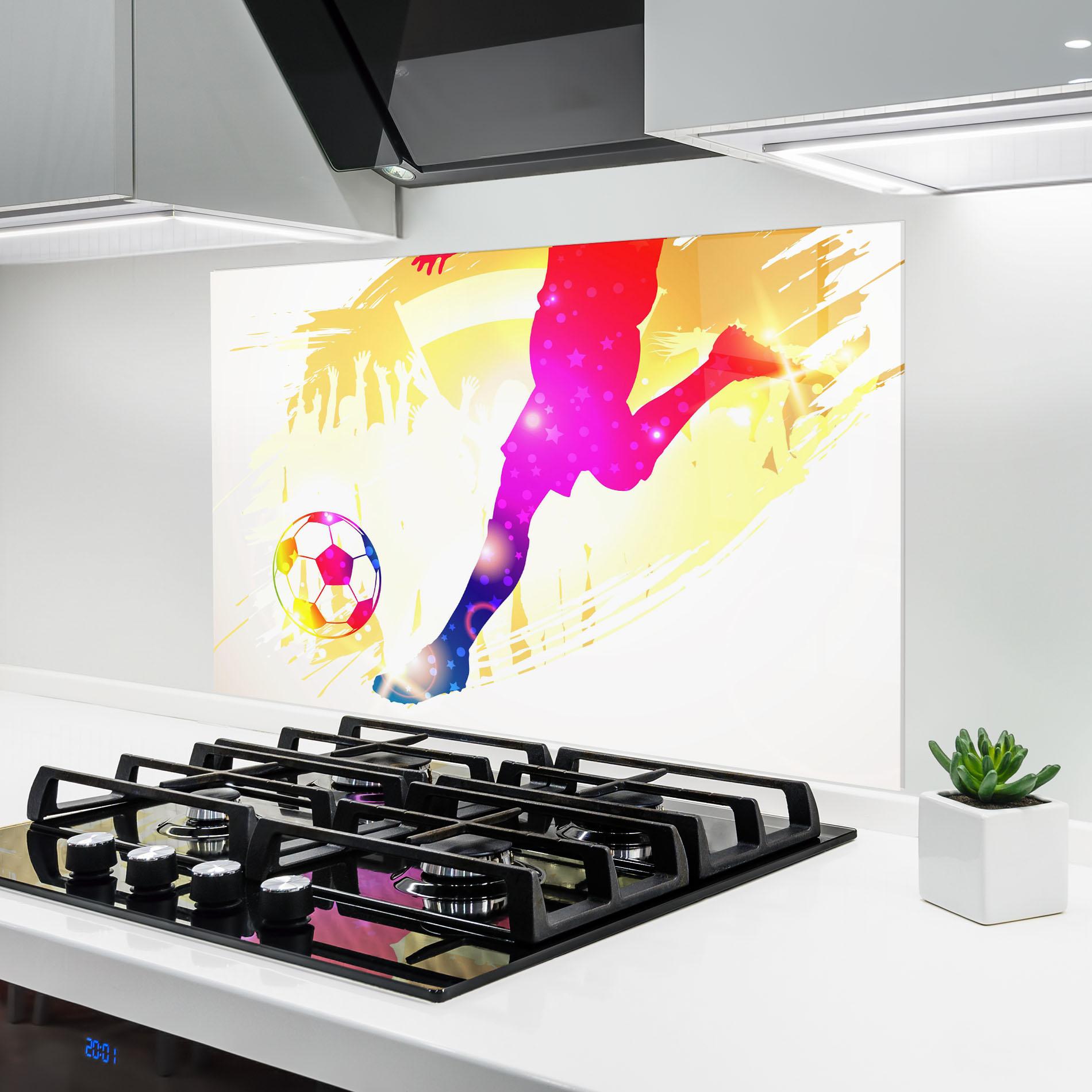 Panou Sticla Bucatarie Football Gold Art mockup 6