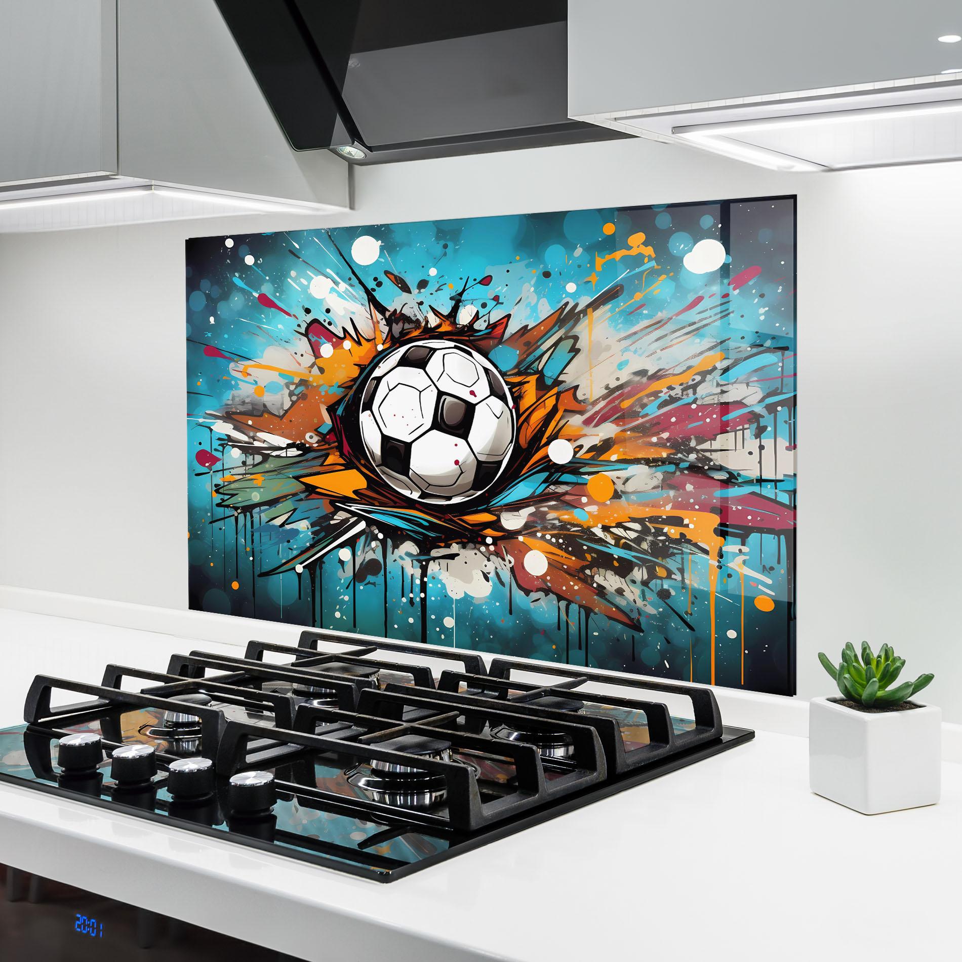 Panou Sticla Bucatarie Football Graffiti Style mockup 6