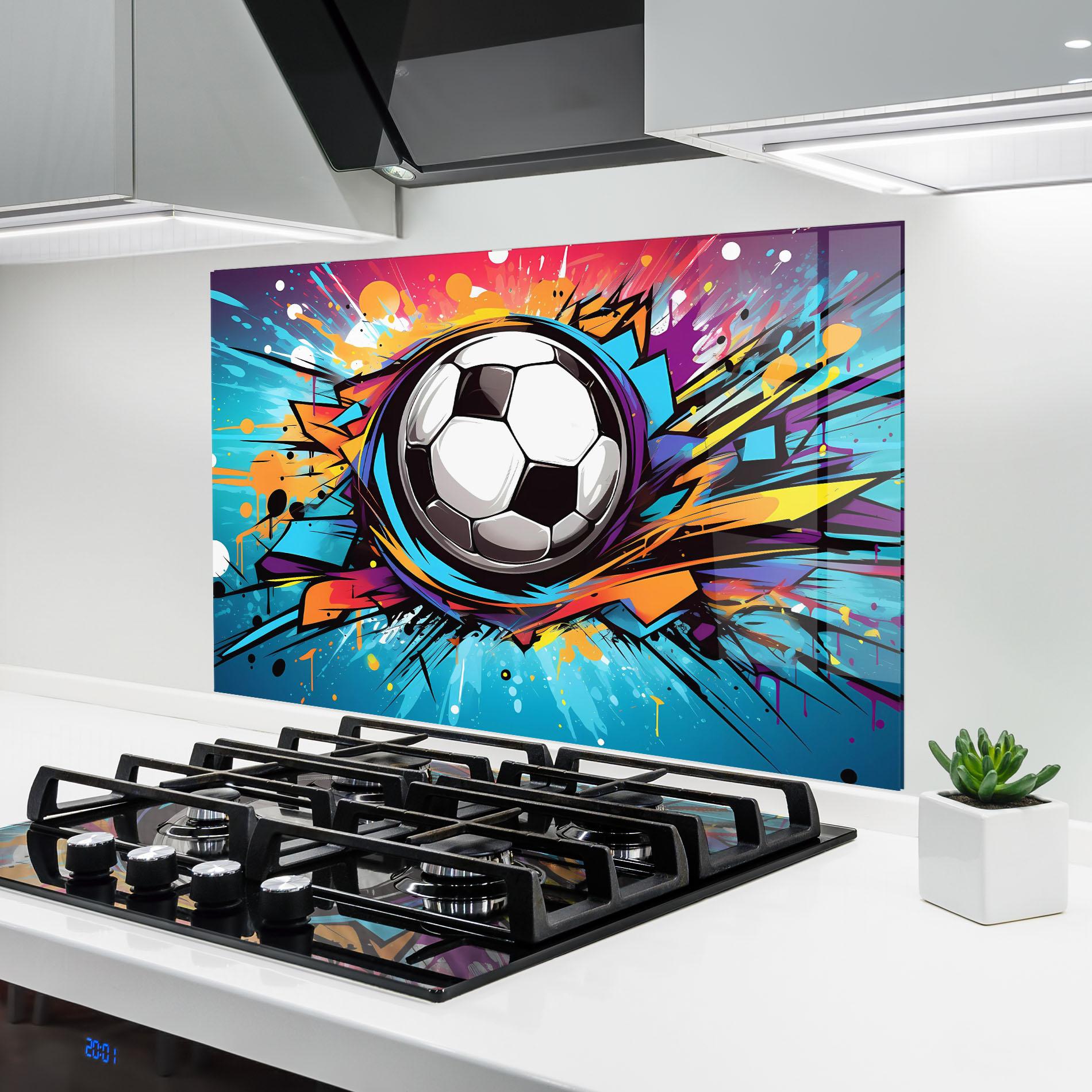 Panou Sticla Bucatarie Graffiti Football Flight mockup 6