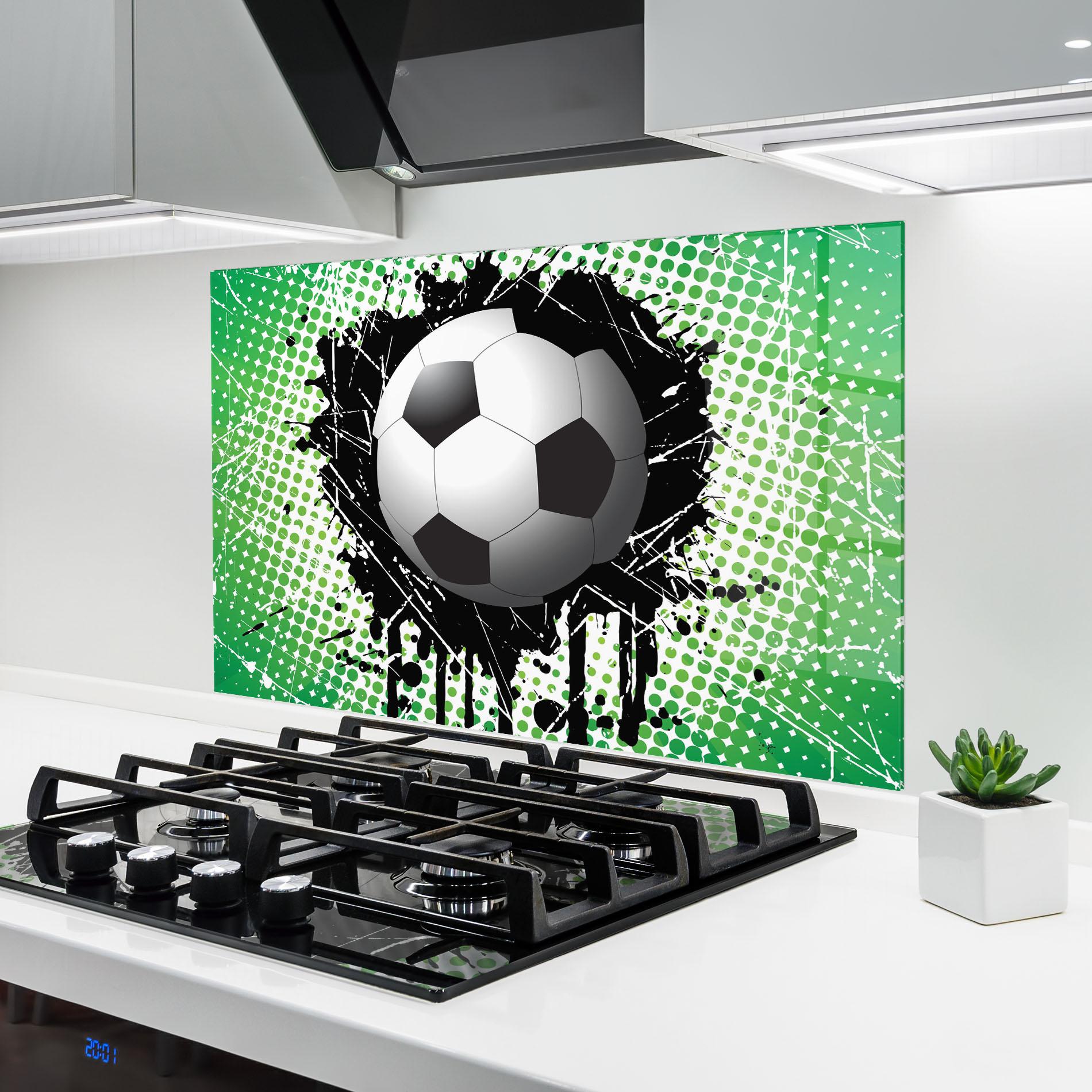 Panou Sticla Bucatarie Green Black Football mockup 6
