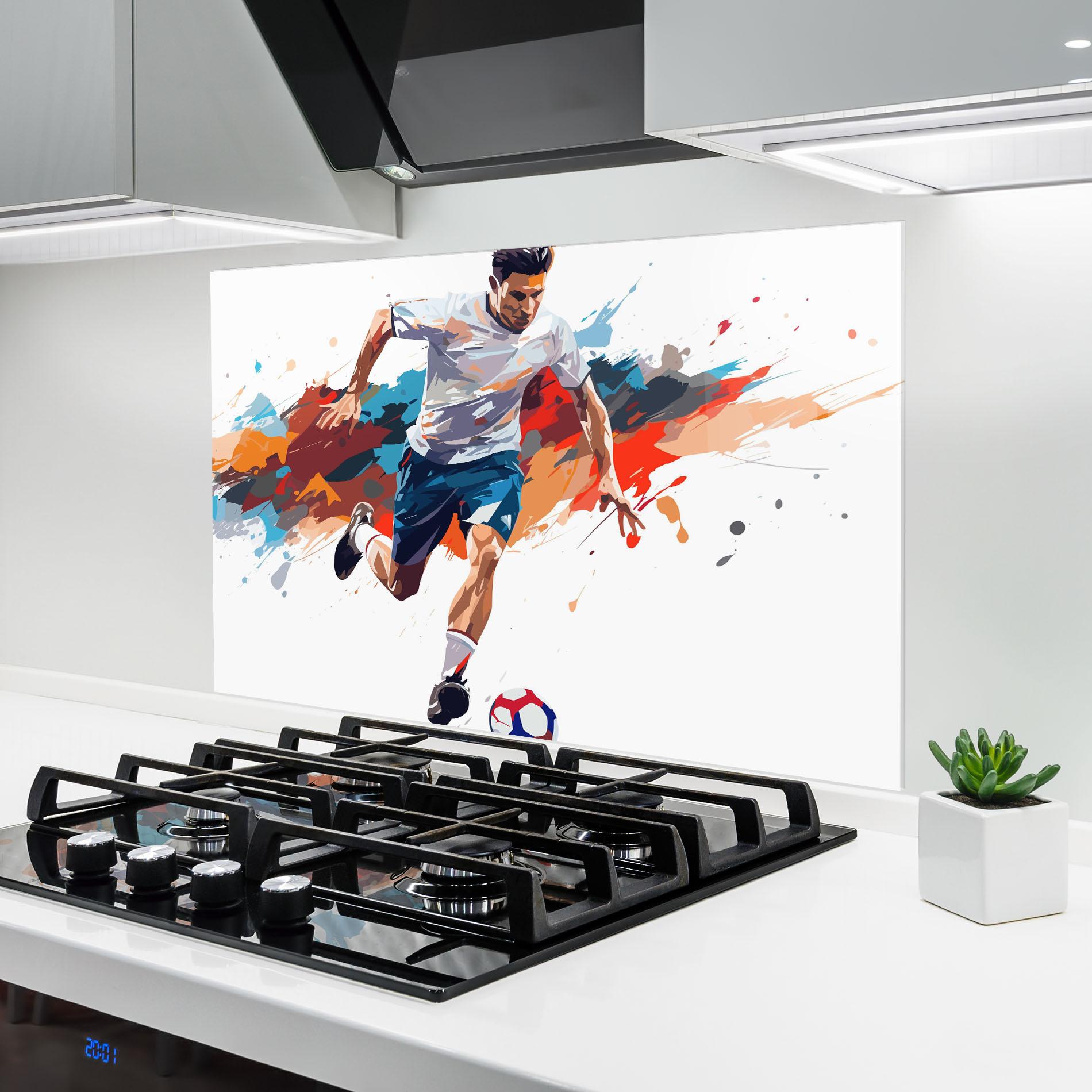 Panou Sticla Bucatarie Grey Blue Football mockup 6