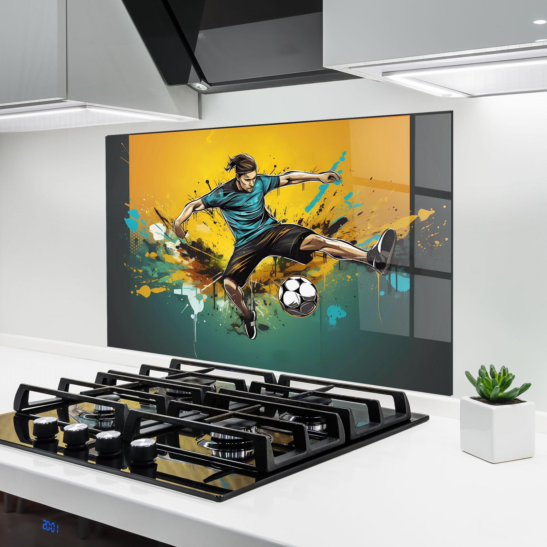 Panou Sticla Bucatarie Player Kicks Ball mockup 6