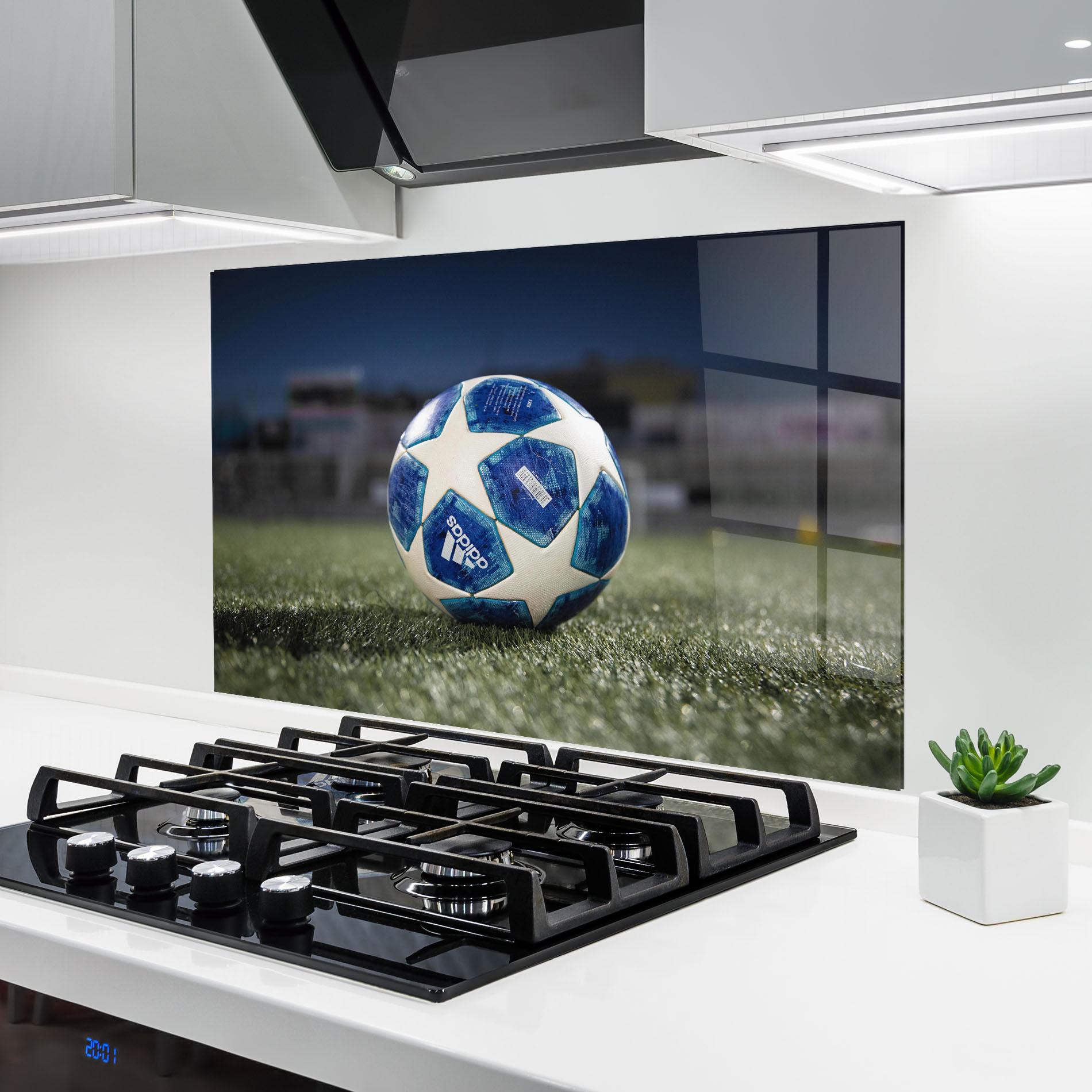 Panou Sticla Bucatarie White Stars Football mockup 6