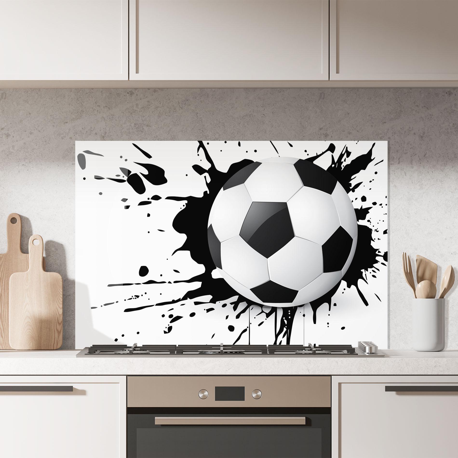 Panou Sticla Bucatarie Black Paint Football mockup 7