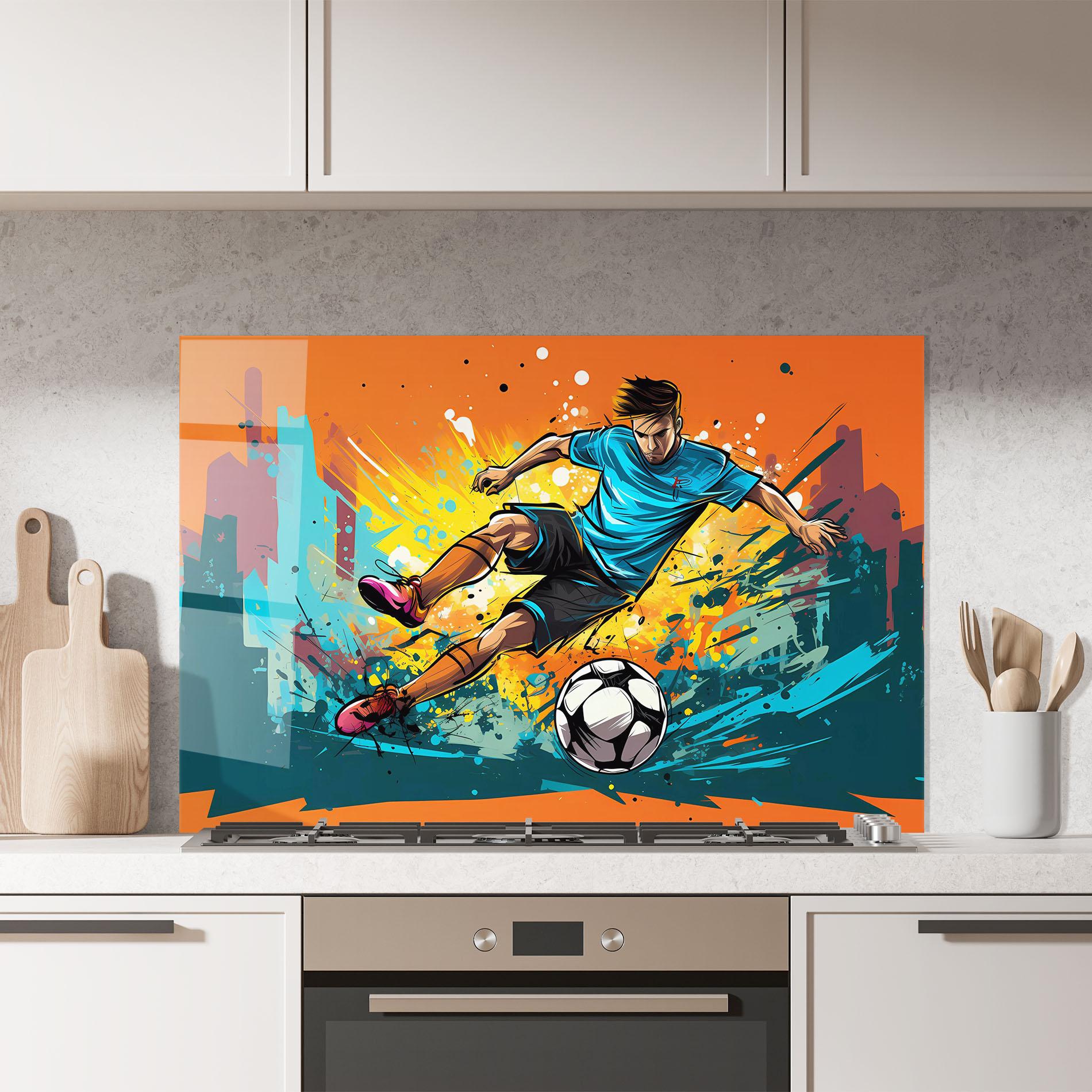 Panou Sticla Bucatarie Blue Tshirt Football mockup 7