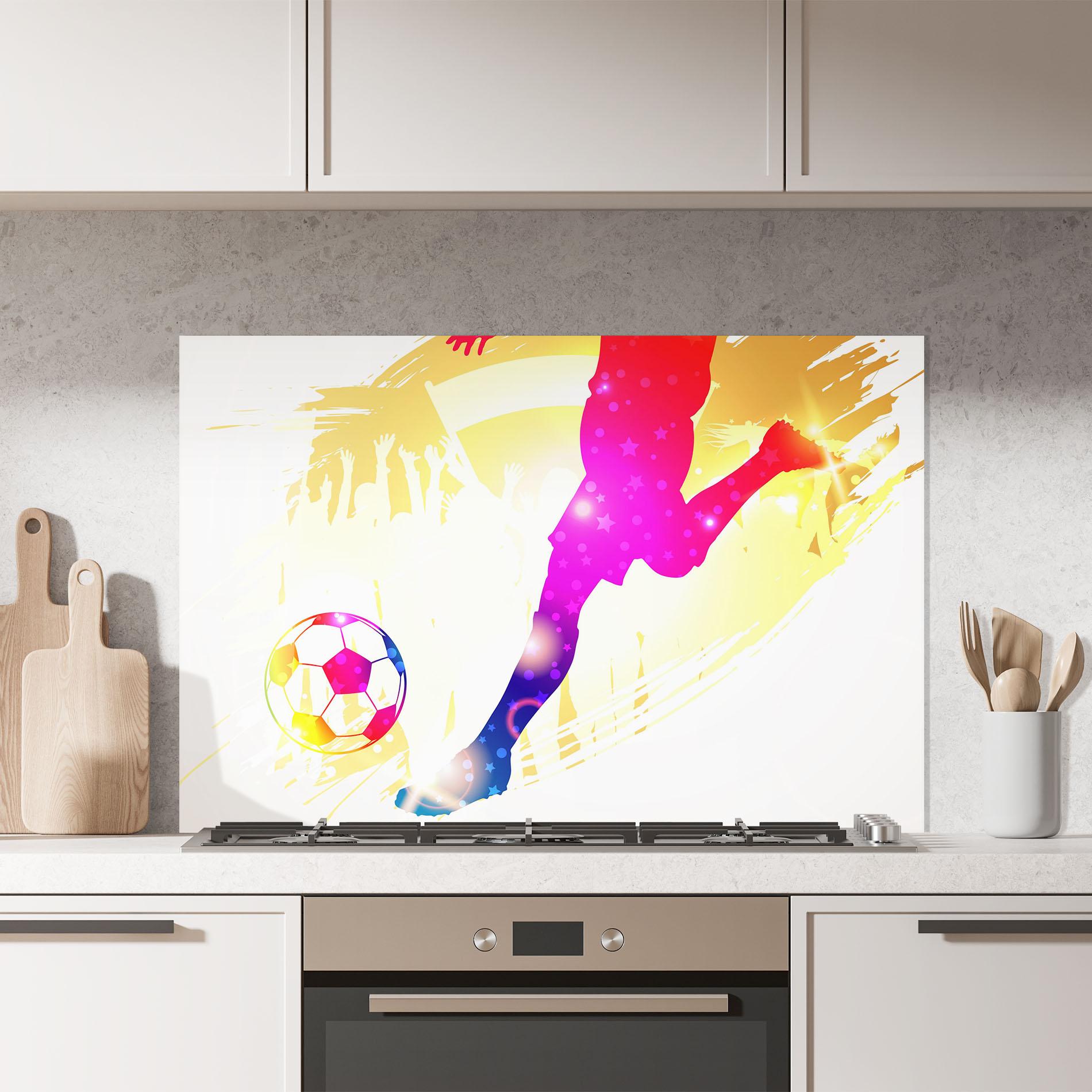 Panou Sticla Bucatarie Football Gold Art mockup 7