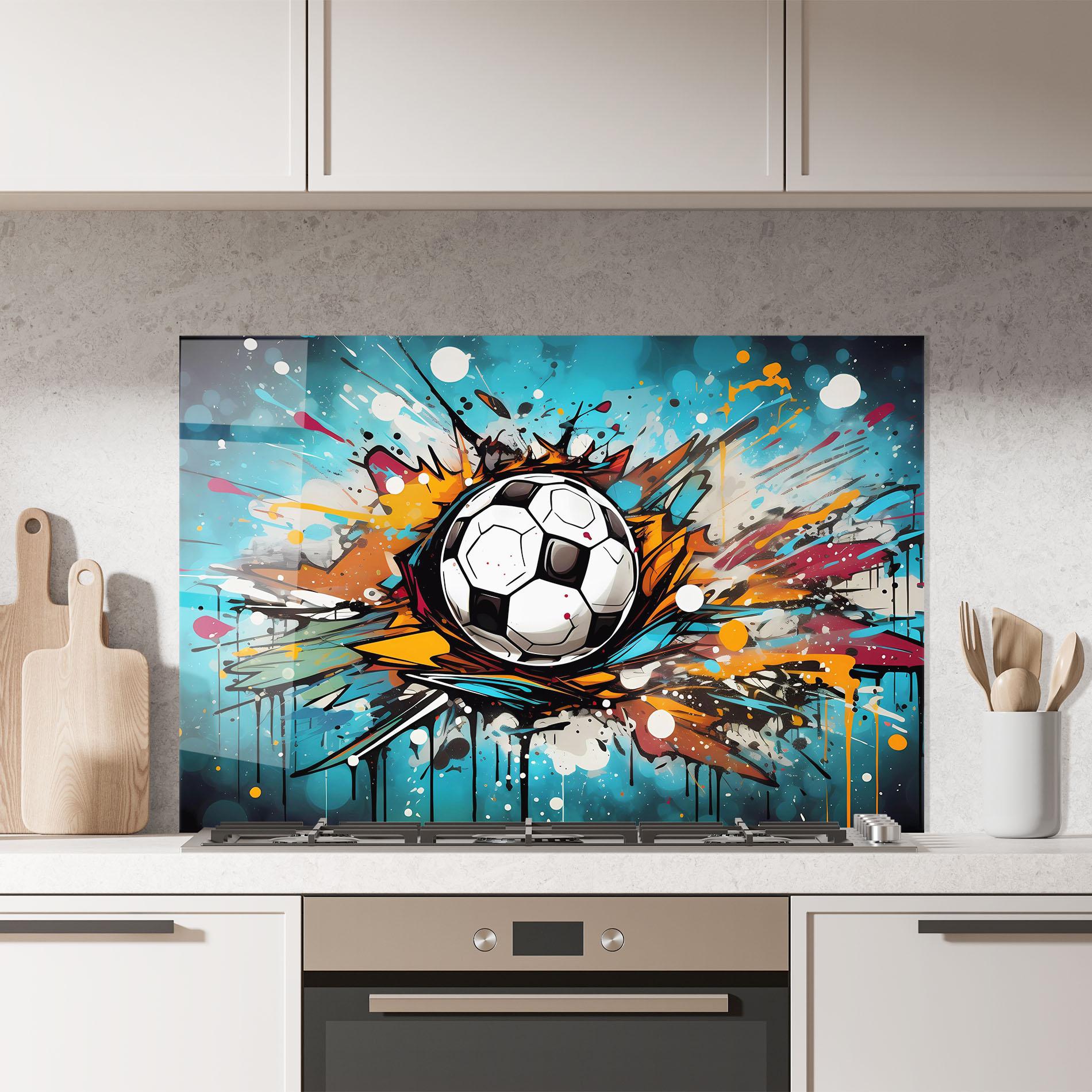 Panou Sticla Bucatarie Football Graffiti Style mockup 7