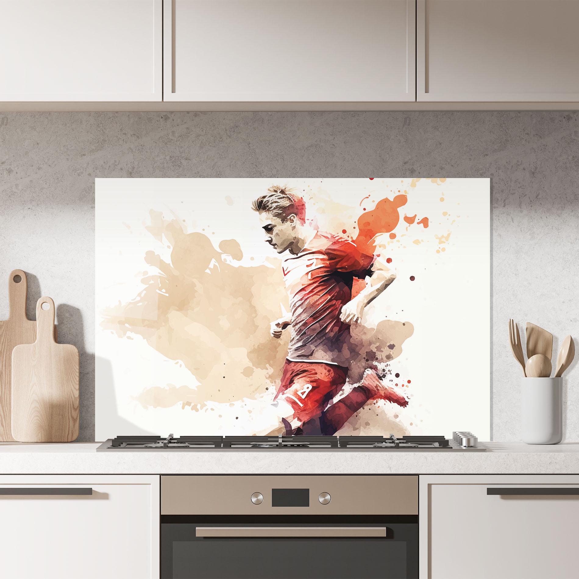 Panou Sticla Bucatarie Football Red Cream mockup 7