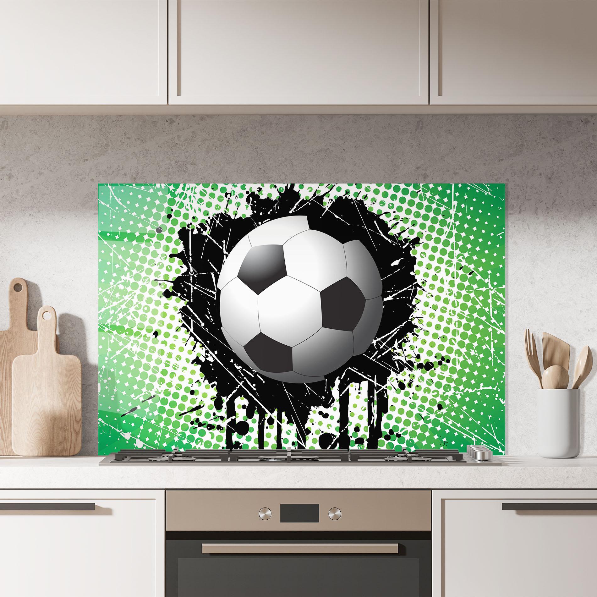 Panou Sticla Bucatarie Green Black Football mockup 7