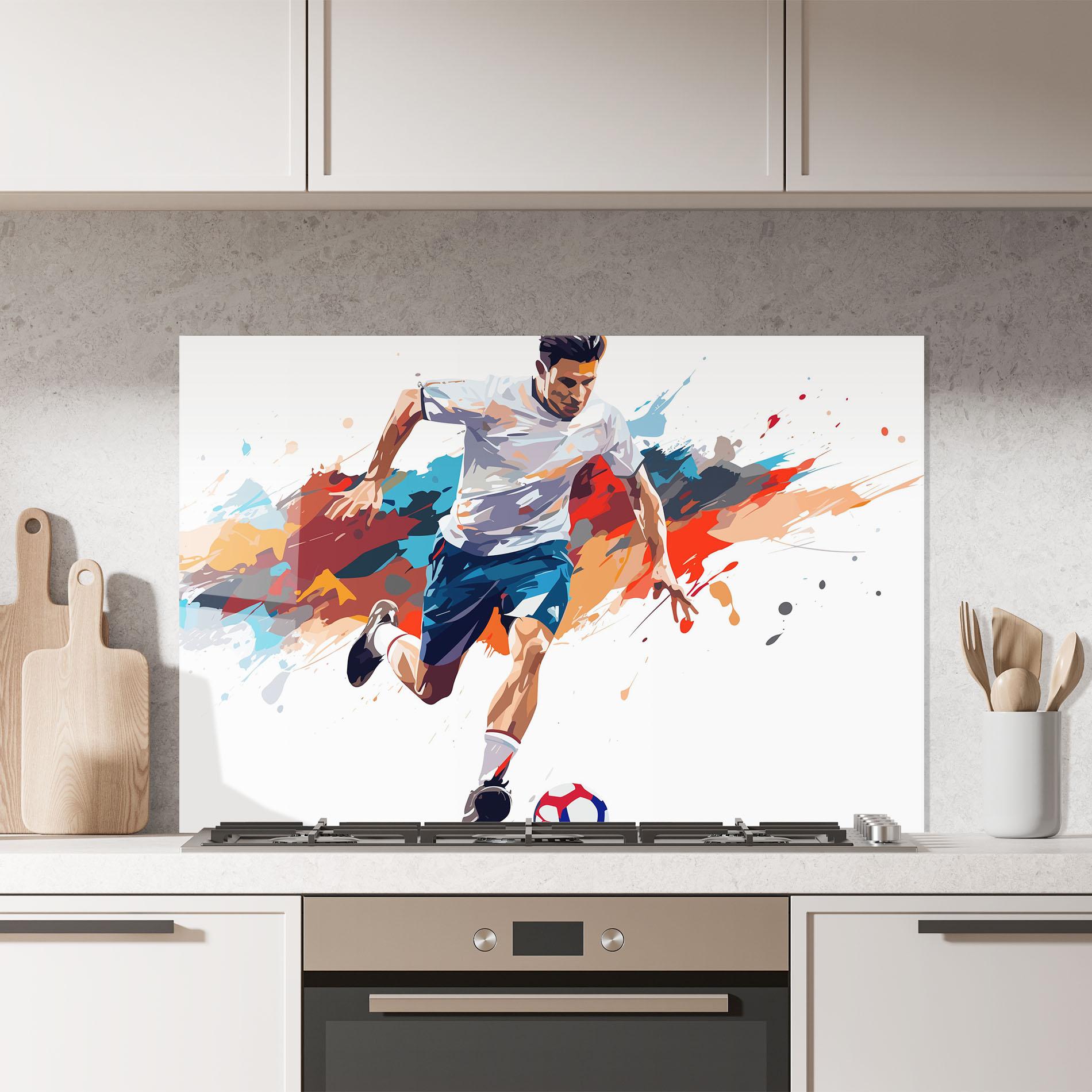 Panou Sticla Bucatarie Grey Blue Football mockup 7