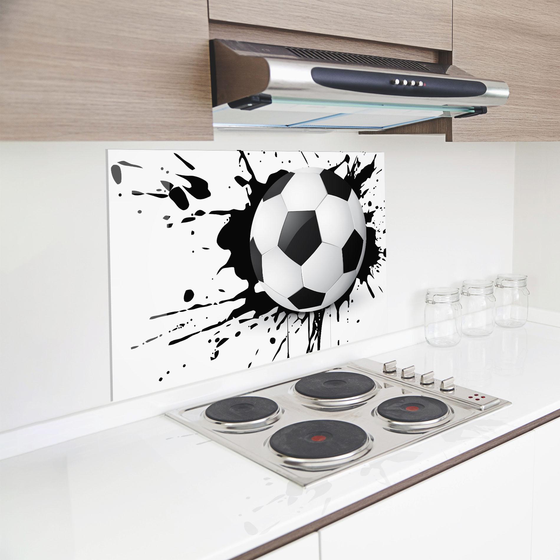 Panou Sticla Bucatarie Black Paint Football mockup 8