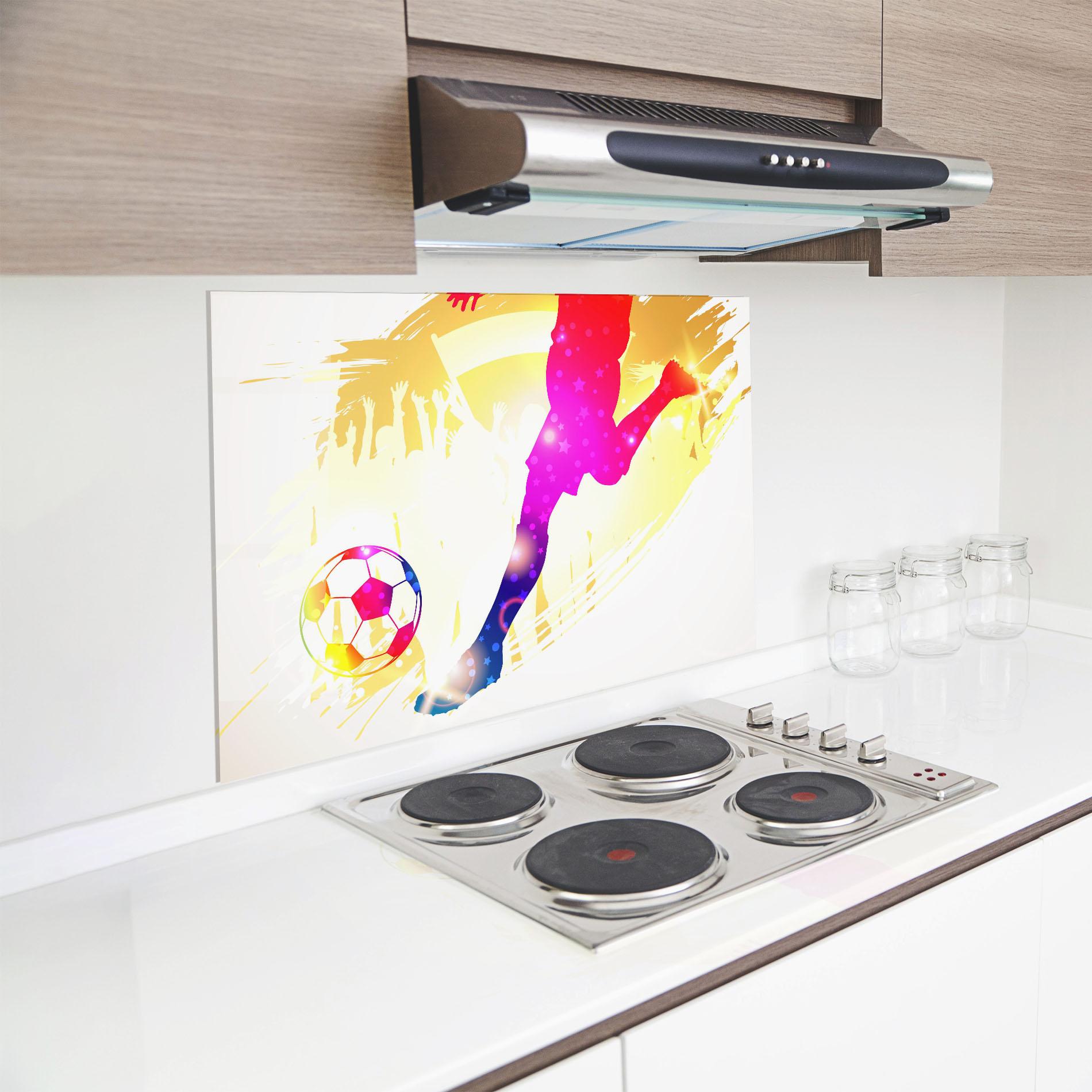 Panou Sticla Bucatarie Football Gold Art mockup 8