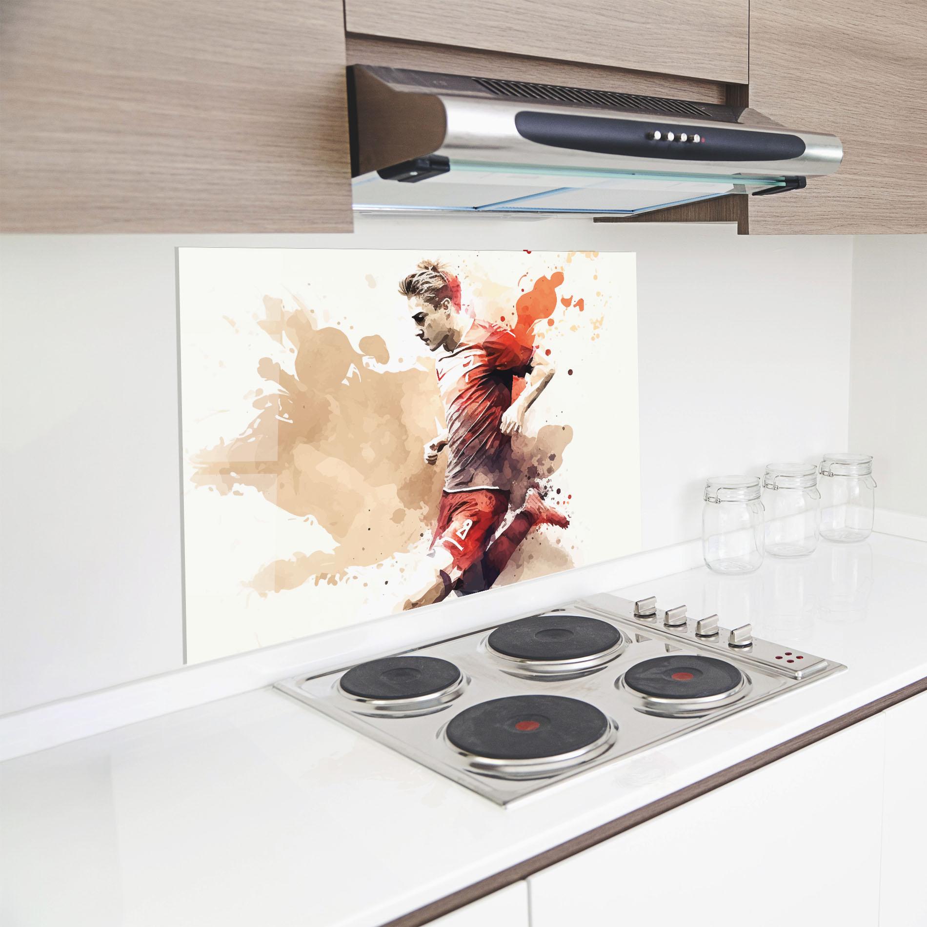 Panou Sticla Bucatarie Football Red Cream mockup 8