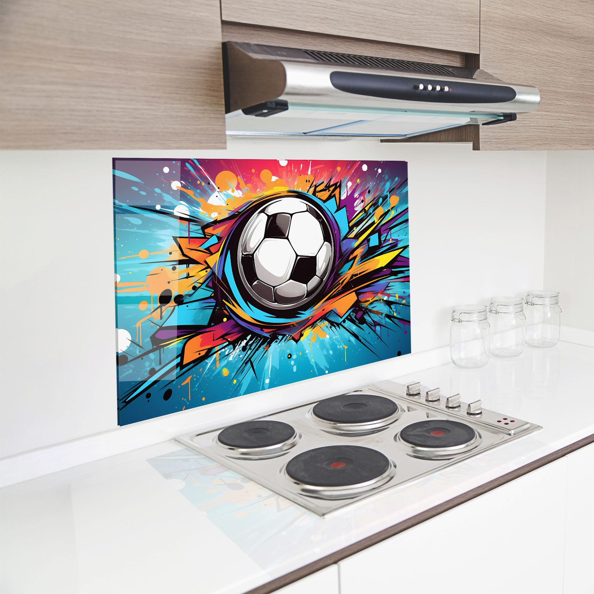 Panou Sticla Bucatarie Graffiti Football Flight mockup 8