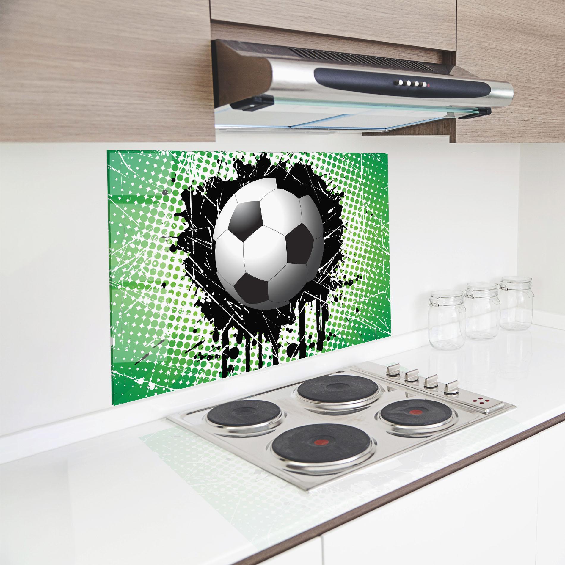 Panou Sticla Bucatarie Green Black Football mockup 8