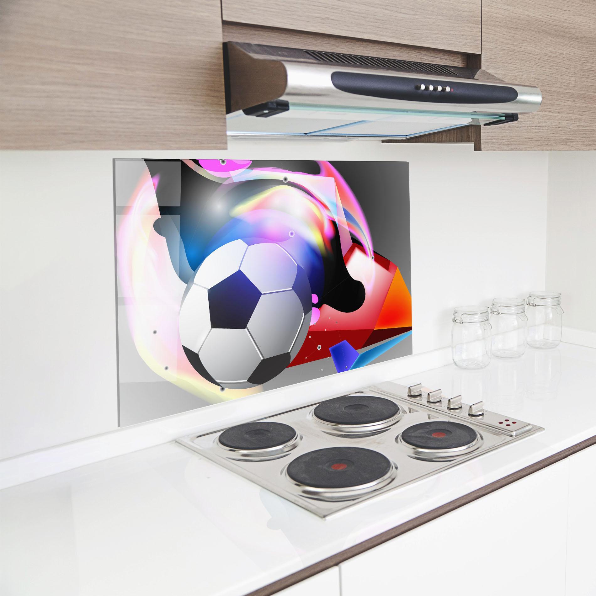 Panou Sticla Bucatarie Pink Blue Football Art mockup 8