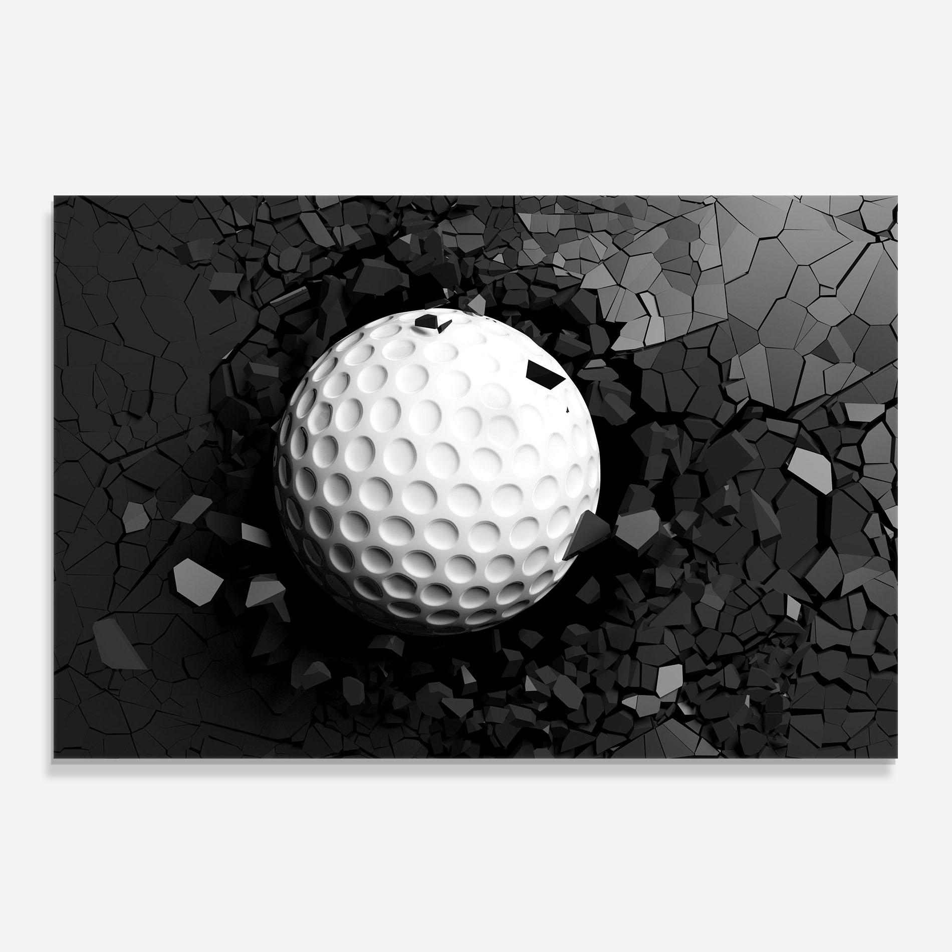 Panou Sticla Bucatarie Black Wall Golf Ball mockup 0