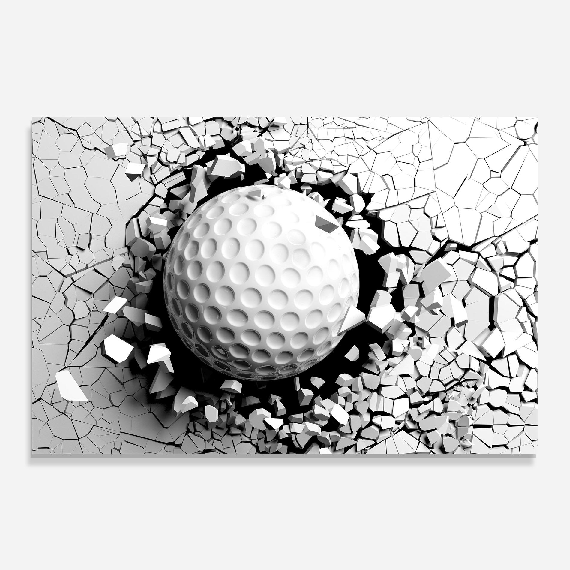 Panou Sticla Bucatarie Golf Ball Breaking Wall mockup 0