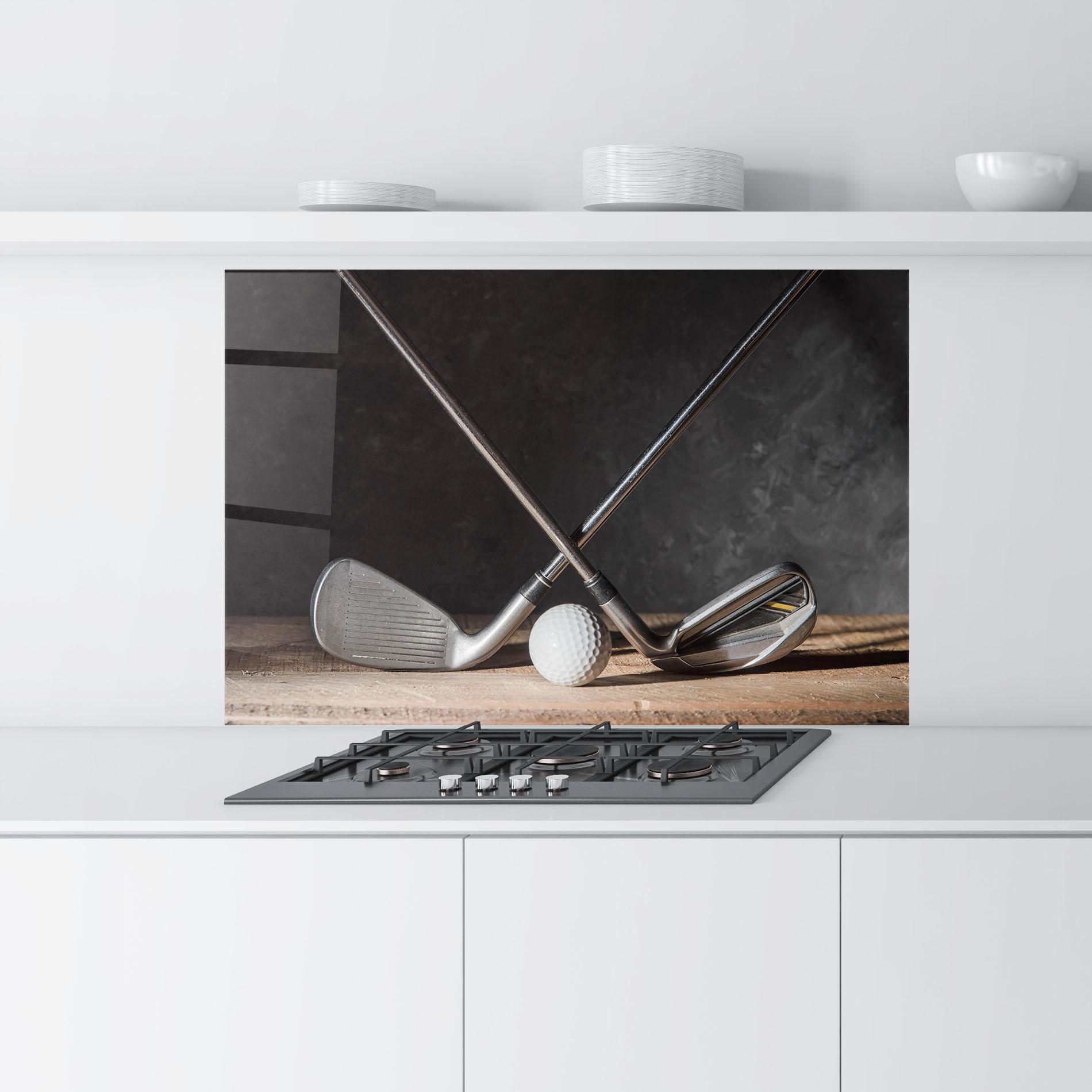 Panou Sticla Bucatarie Golf Club Ball mockup 9