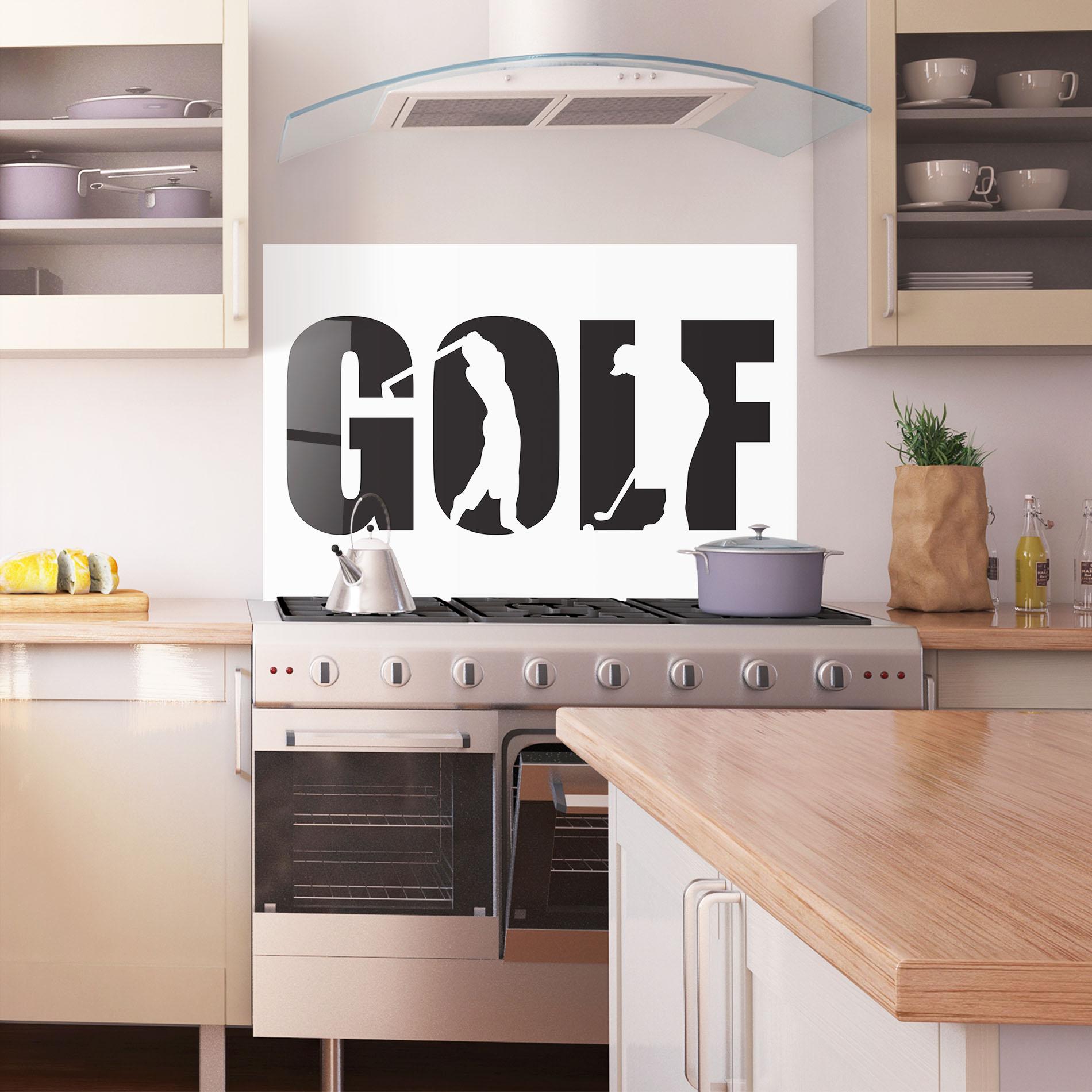 Panou Sticla Bucatarie Golf Text Art mockup 1