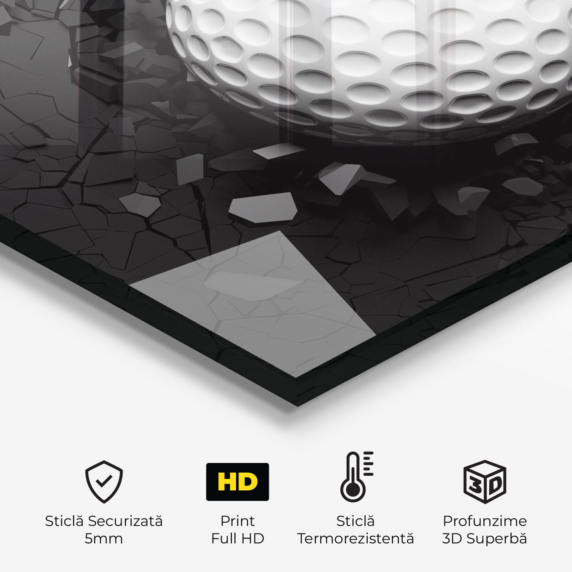 Panou Sticla Bucatarie Black Wall Golf Ball mockup 2