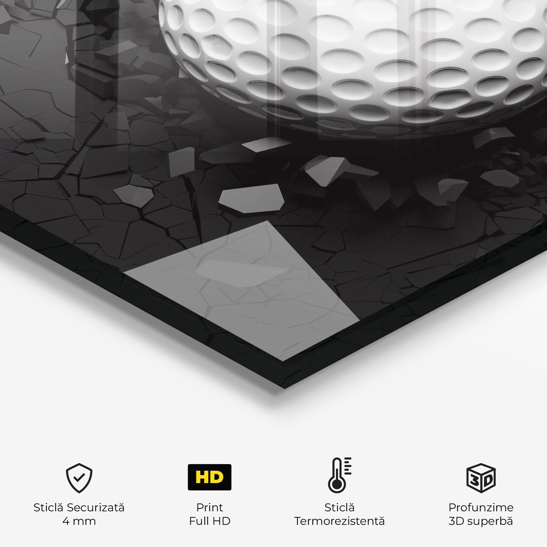 Panou Sticla Bucatarie Black Wall Golf Ball mockup 2