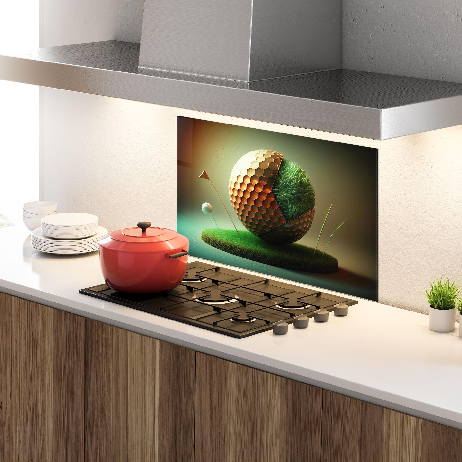 Panou Sticla Bucatarie Golf Ball 3d Style mockup 4