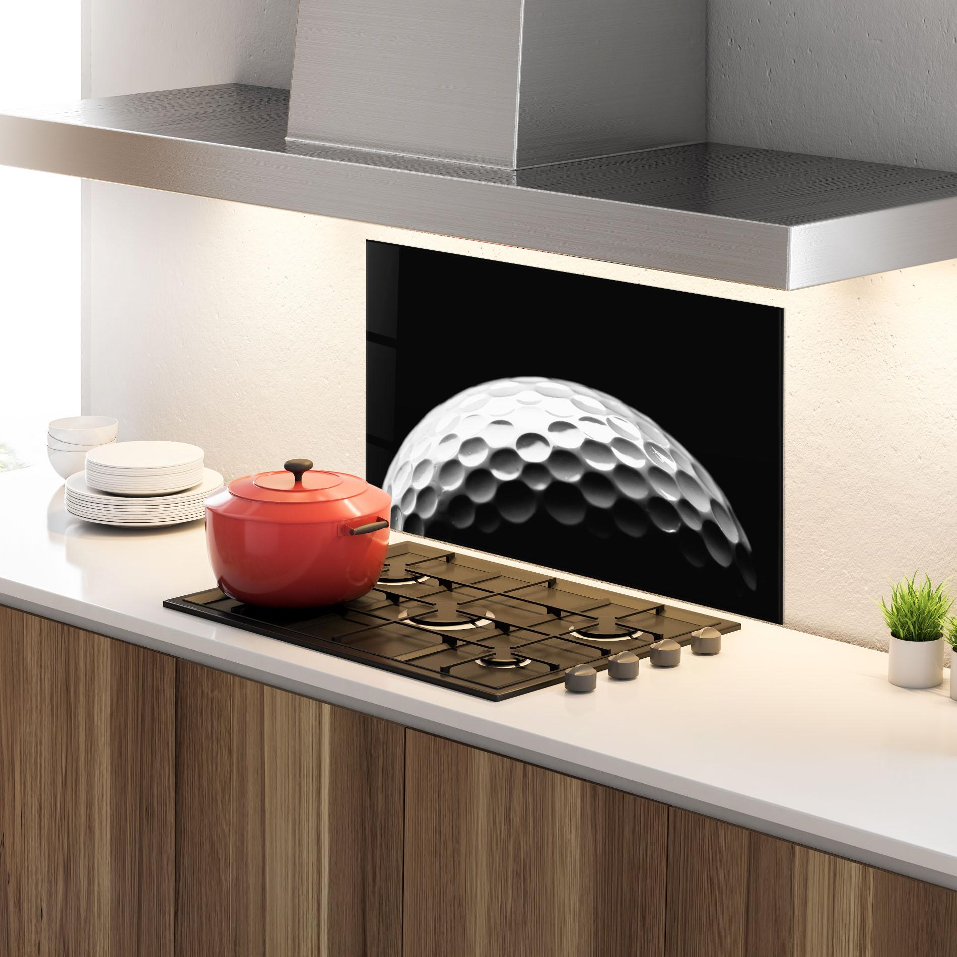 Panou Sticla Bucatarie Golf Ball Close Up mockup 4