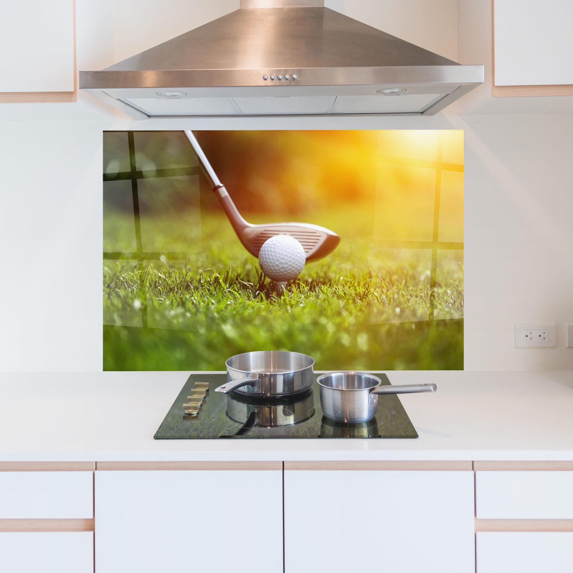 Panou Sticla Bucatarie Close Up Golf Ball mockup 5