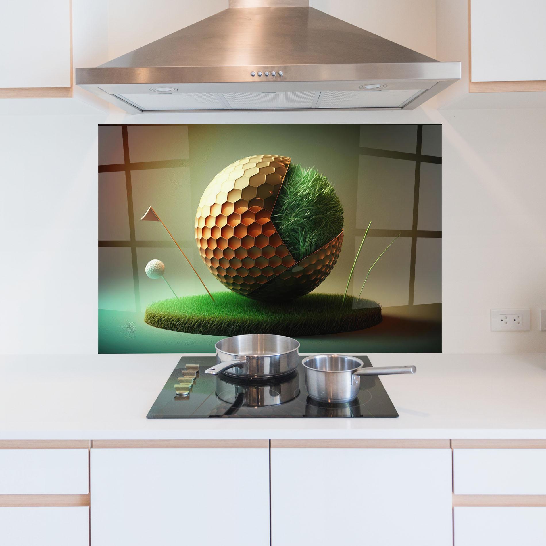 Panou Sticla Bucatarie Golf Ball 3d Style mockup 5