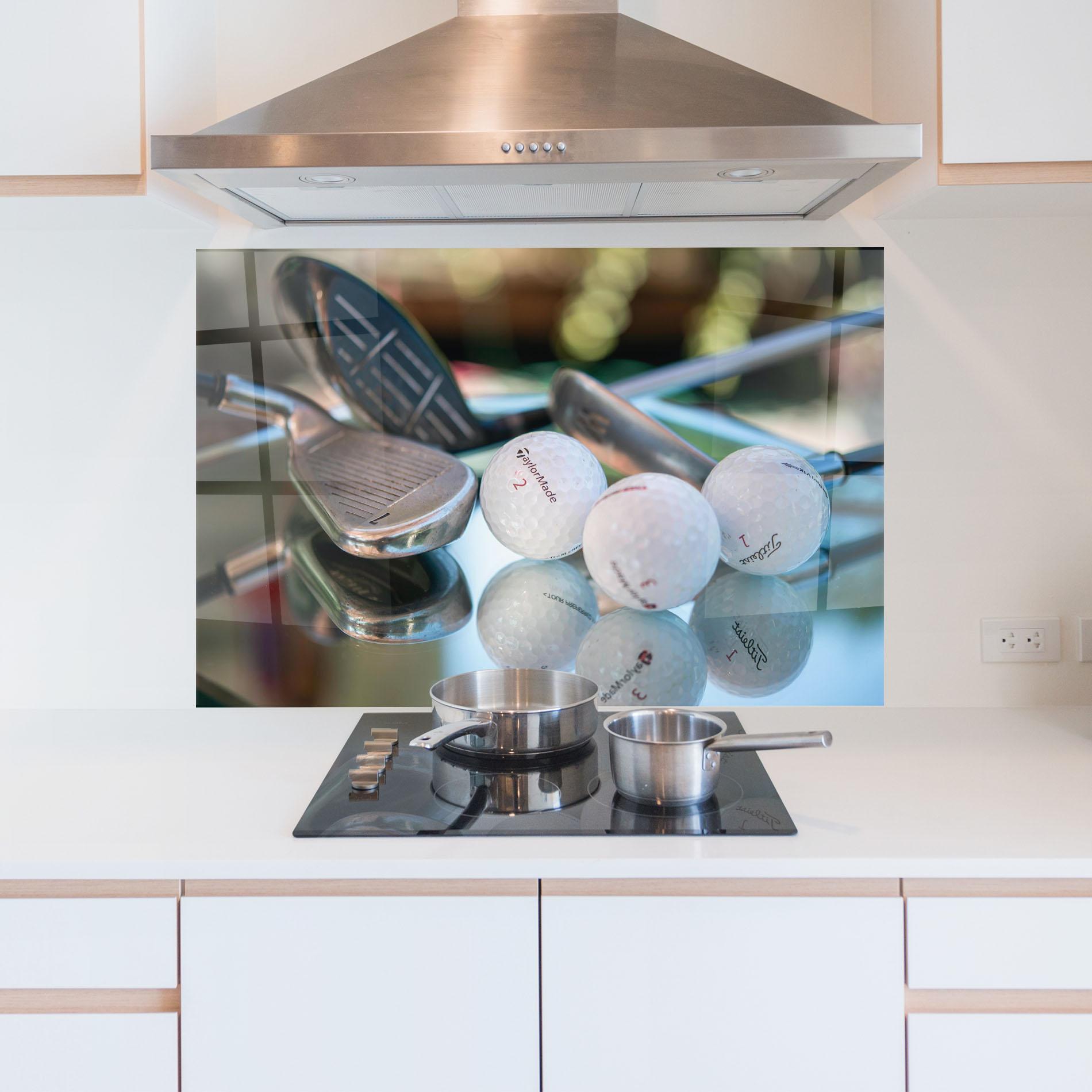 Panou Sticla Bucatarie Golf Balls Set mockup 5