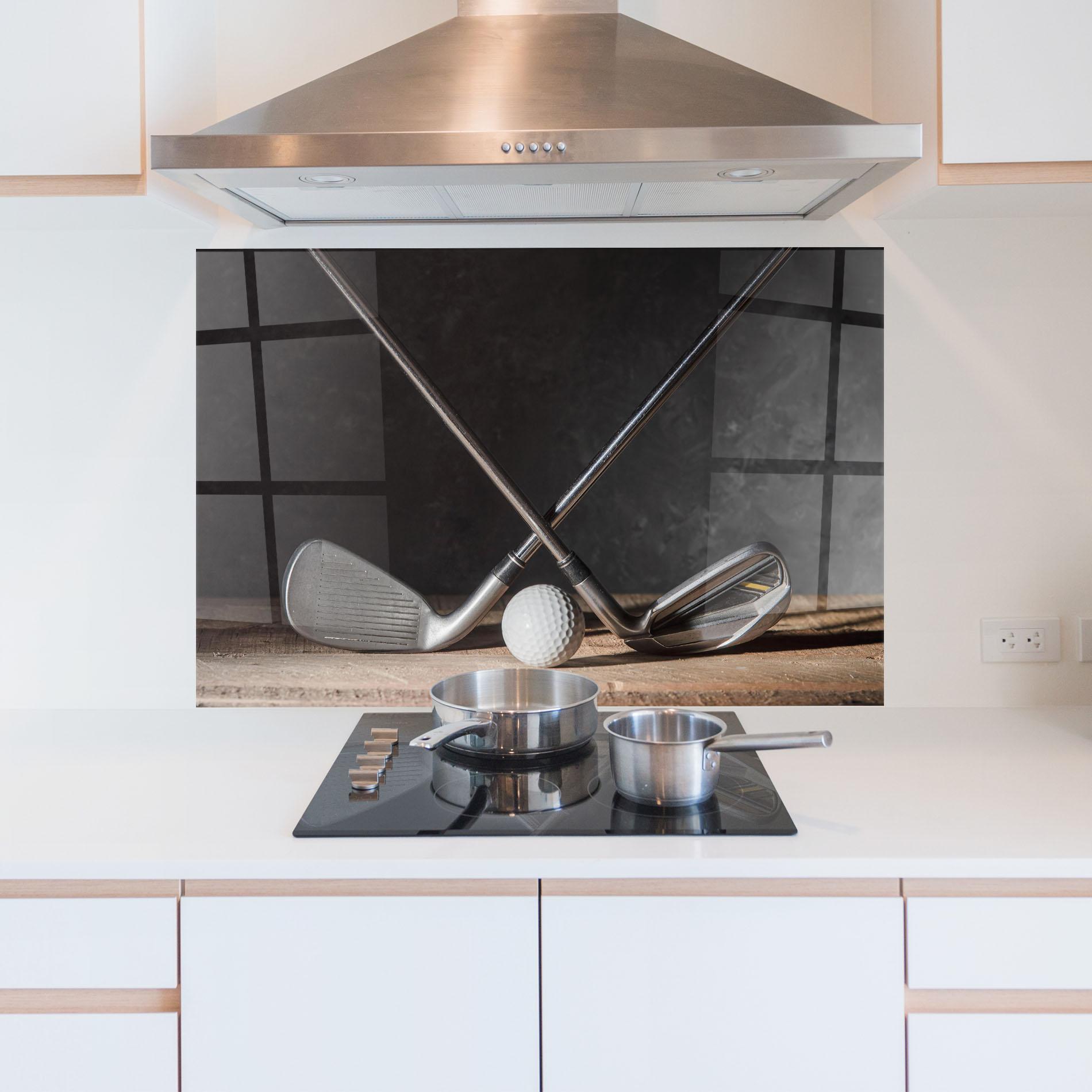 Panou Sticla Bucatarie Golf Club Ball mockup 5