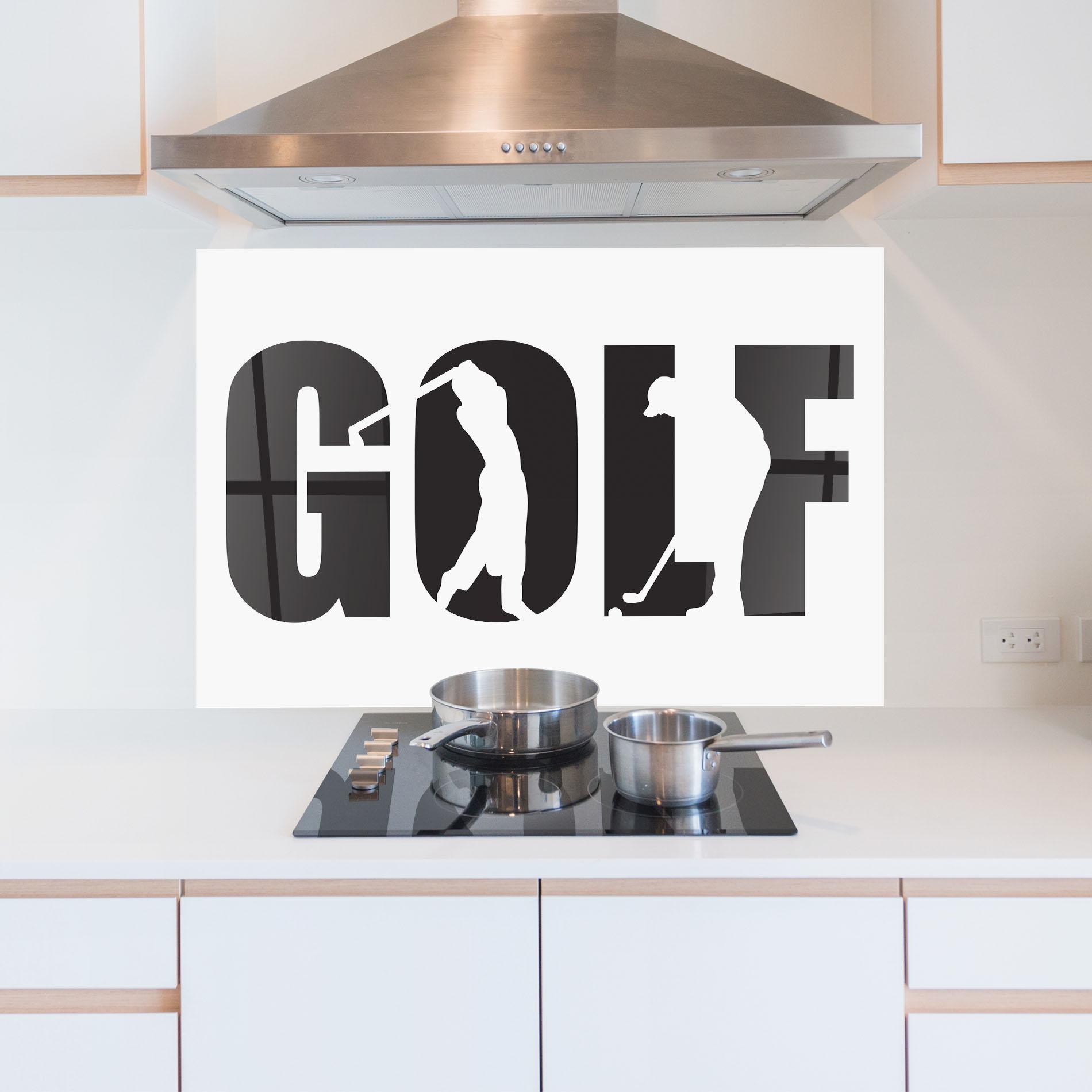Panou Sticla Bucatarie Golf Text Art mockup 5