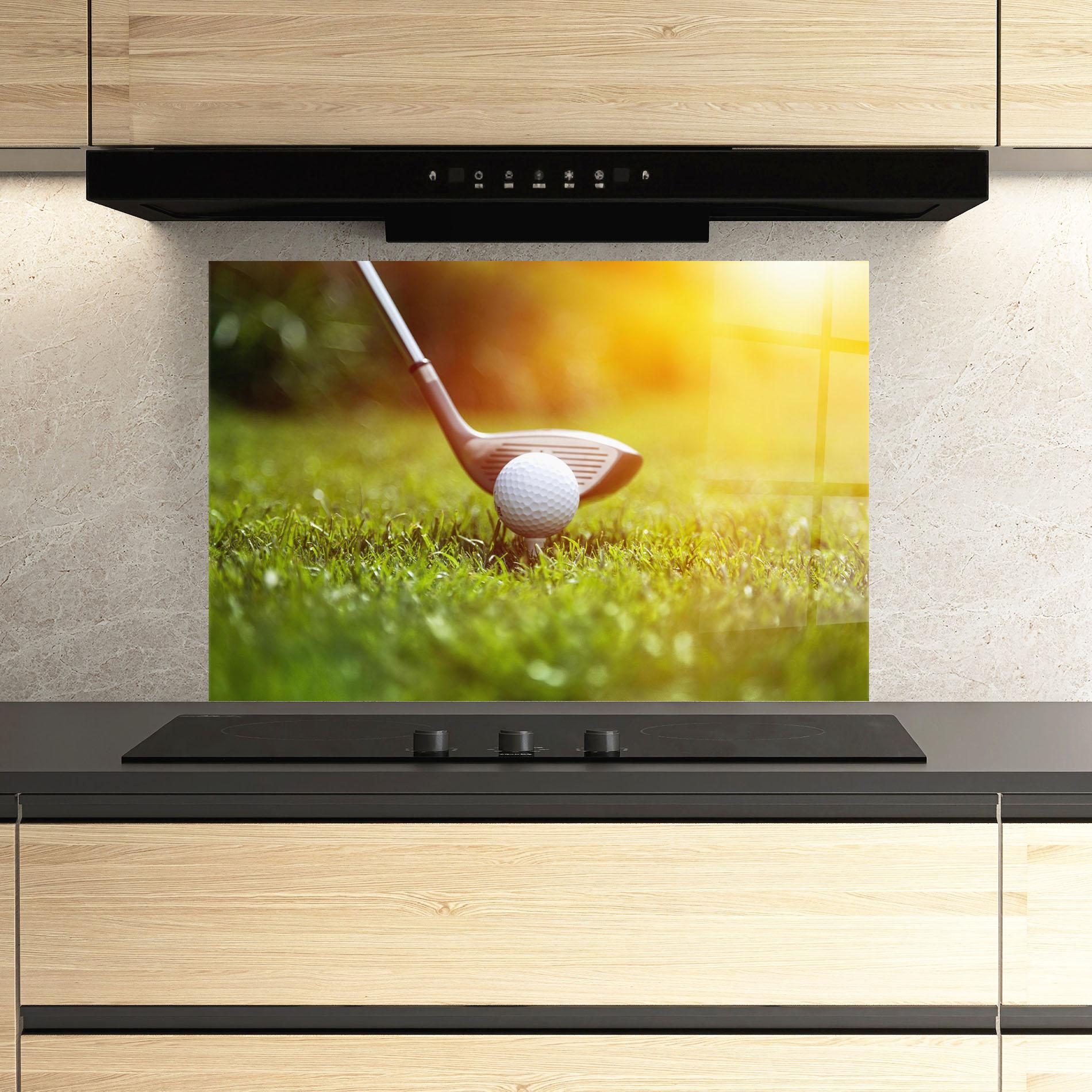 Panou Sticla Bucatarie Close Up Golf Ball mockup 3